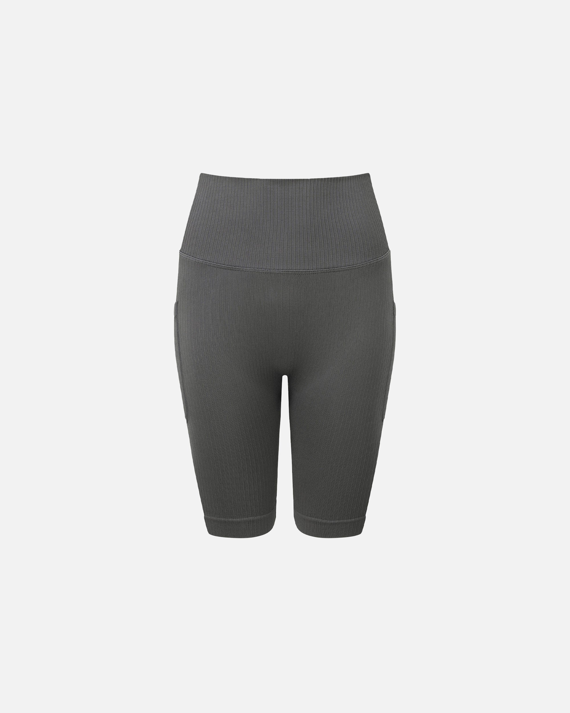 Damen Ribbed Pocket Sport Shorts Charcoal von VIVID