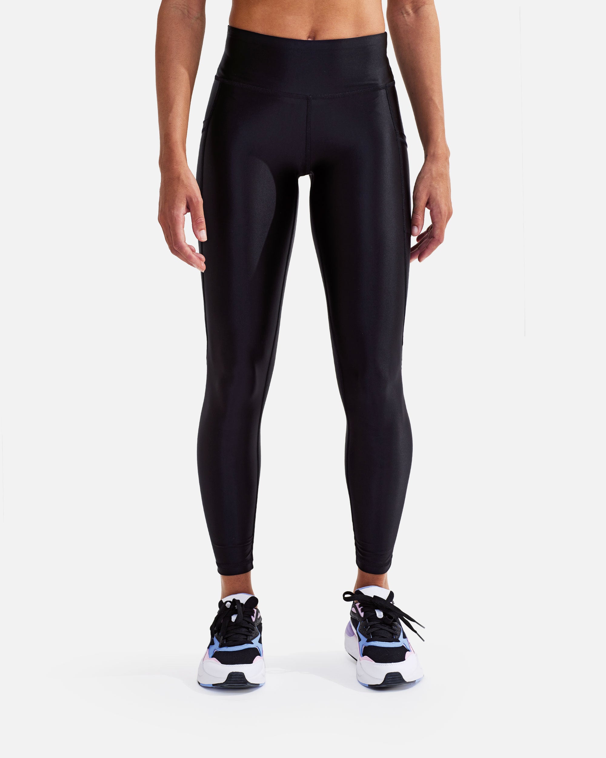 Damen Hochglanz Pocket Leggings Black von VIVID
