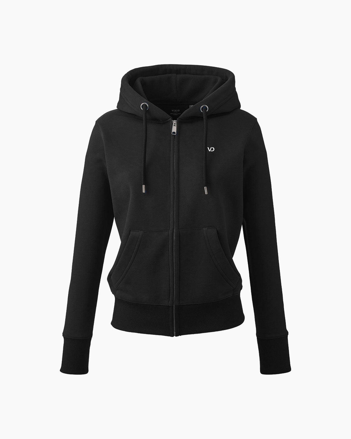 Damen Everyday Zip Kapuzenpullover Black von V I V I D