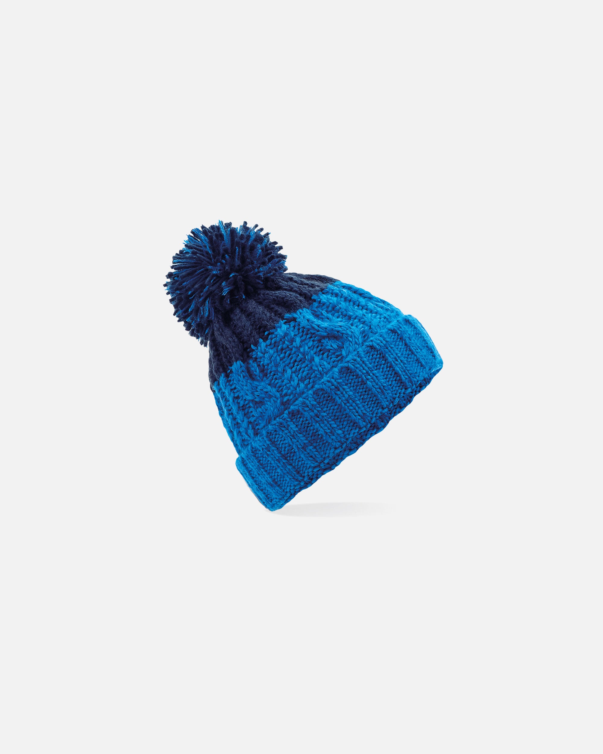 Zweifarbige Mütze mit Bommel Azure Blue-Oxford Navy von VIVID