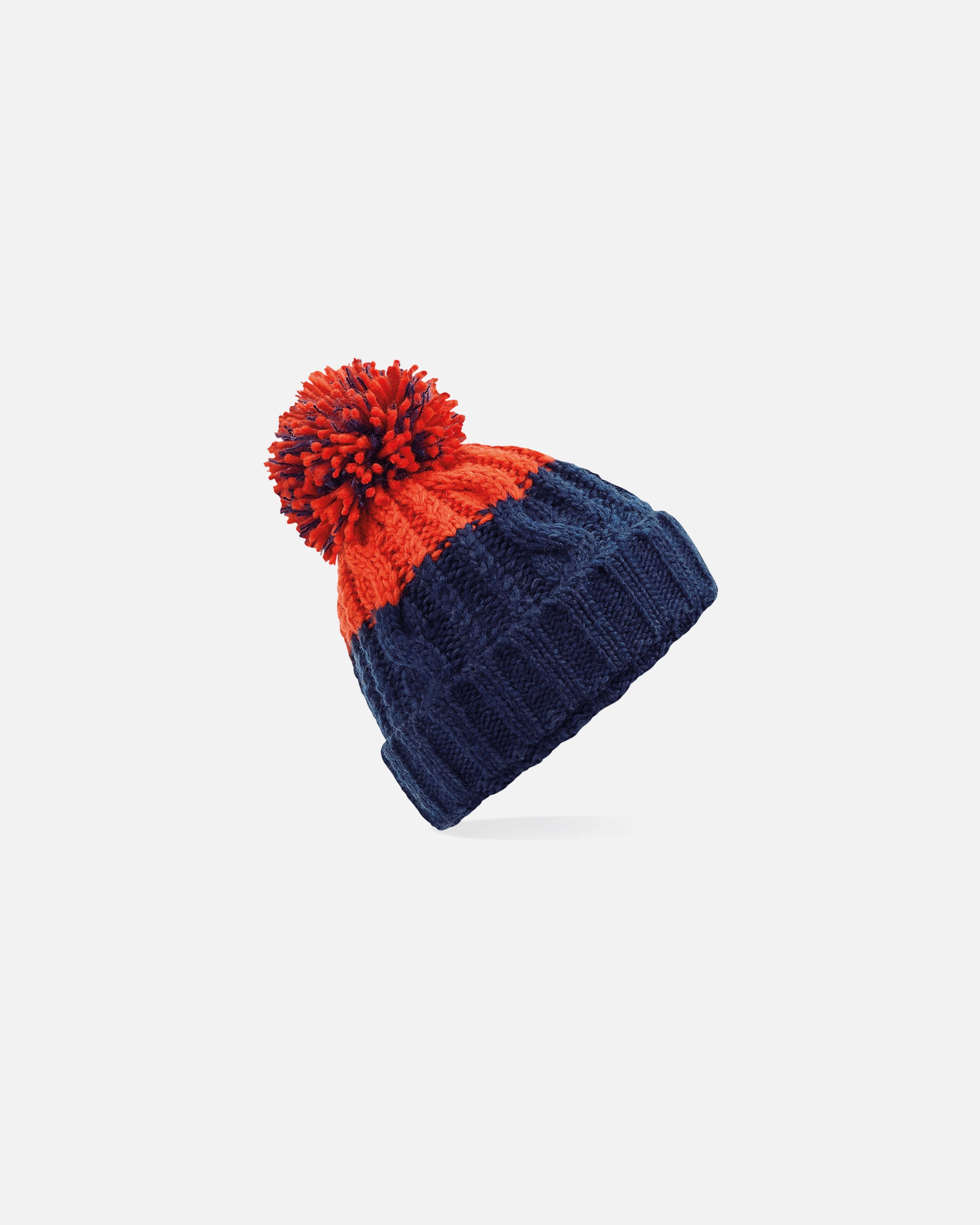Zweifarbige Mütze mit Bommel Oxford Navy-Fire Red von VIVID