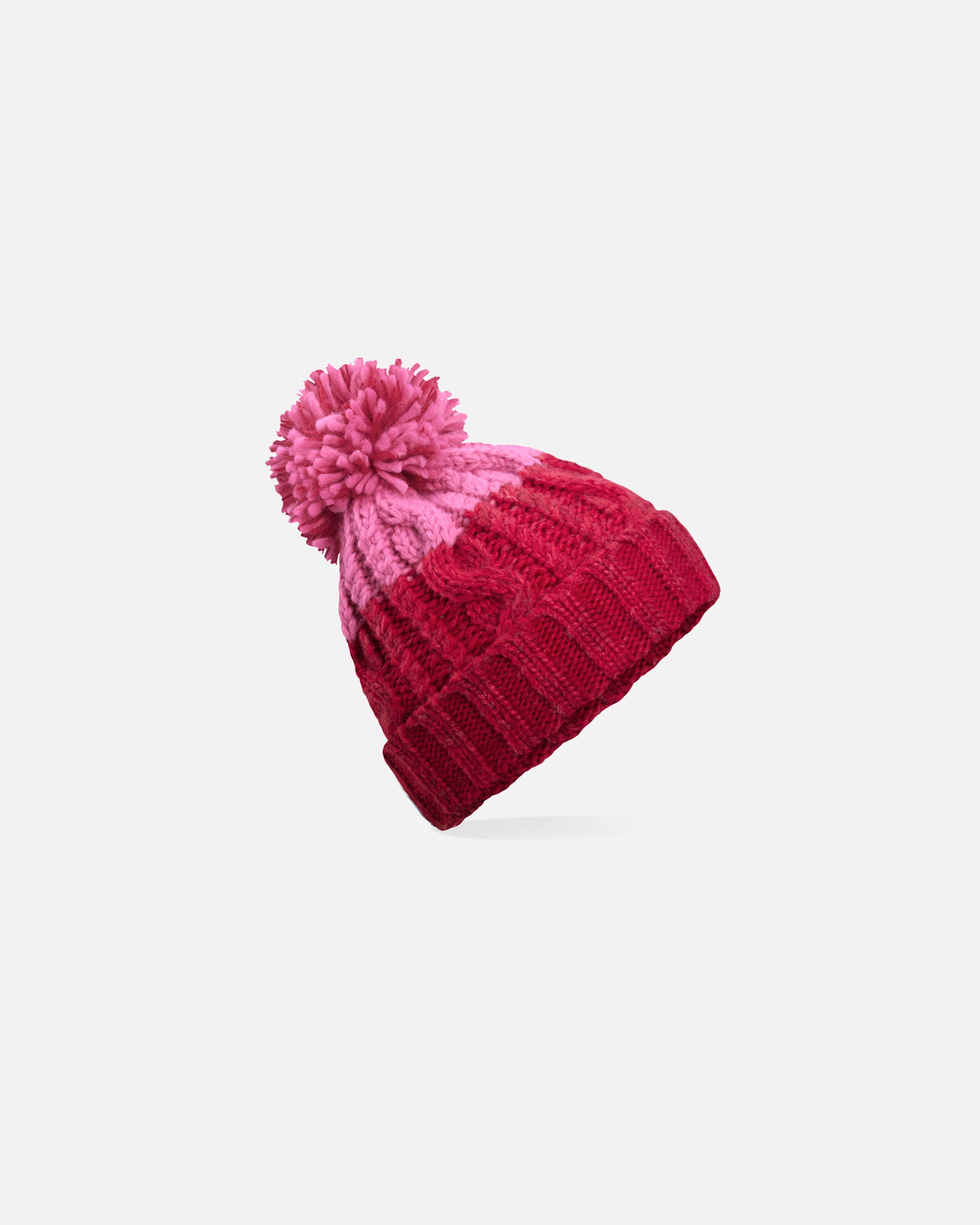 Zweifarbige Mütze mit Bommel Classic Red-True Pink von VIVID