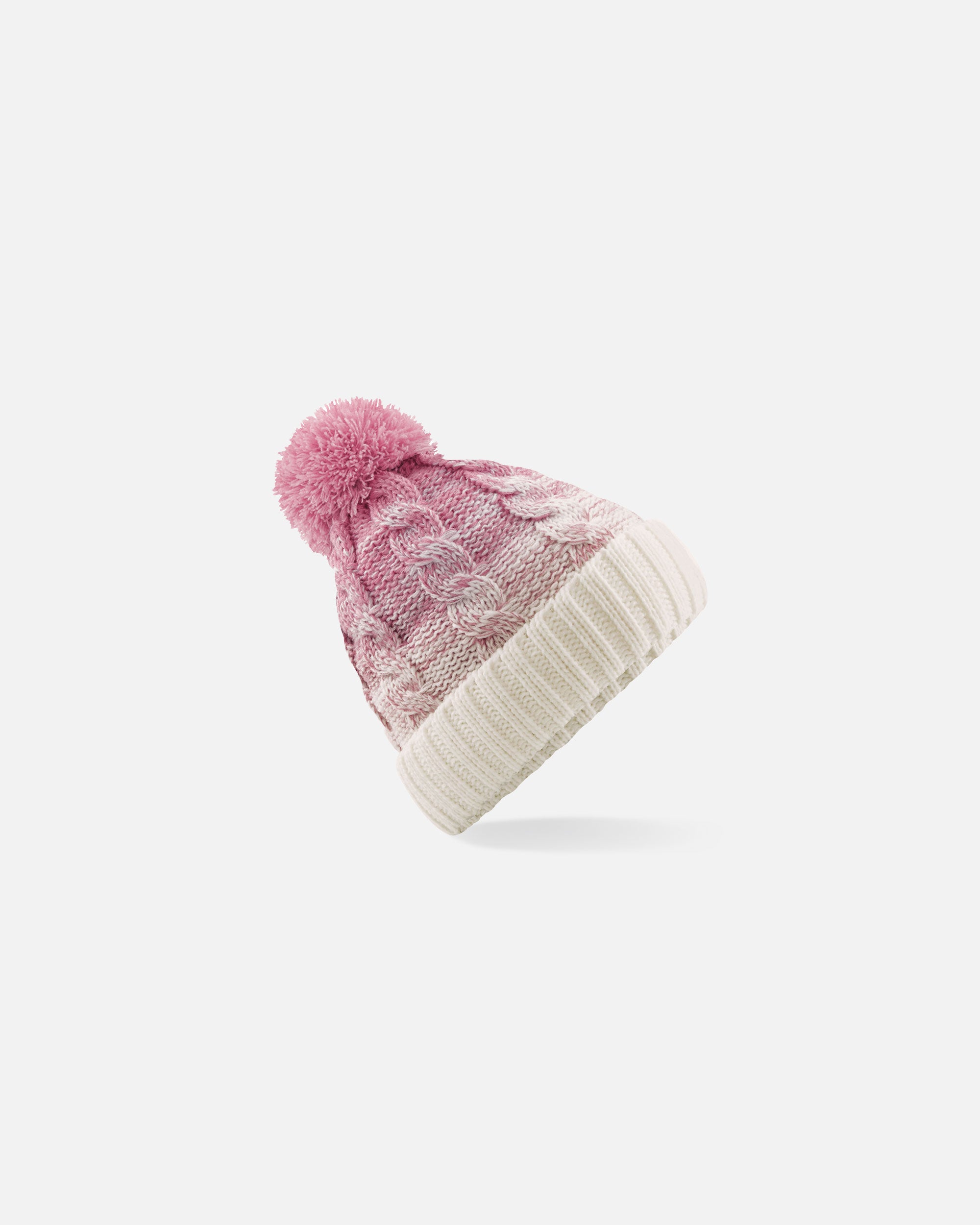 Farbverlauf Mütze mit Bommel Dusky Pink-Off White von VIVID
