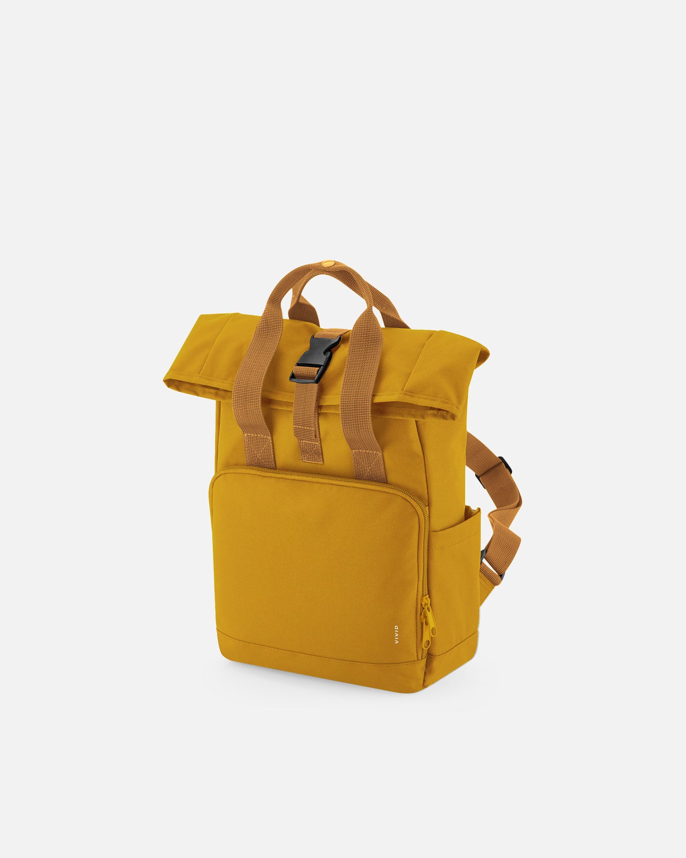 Kleiner Alltags Rolltop Rucksack mit zwei Griffen Mustard von VIVID