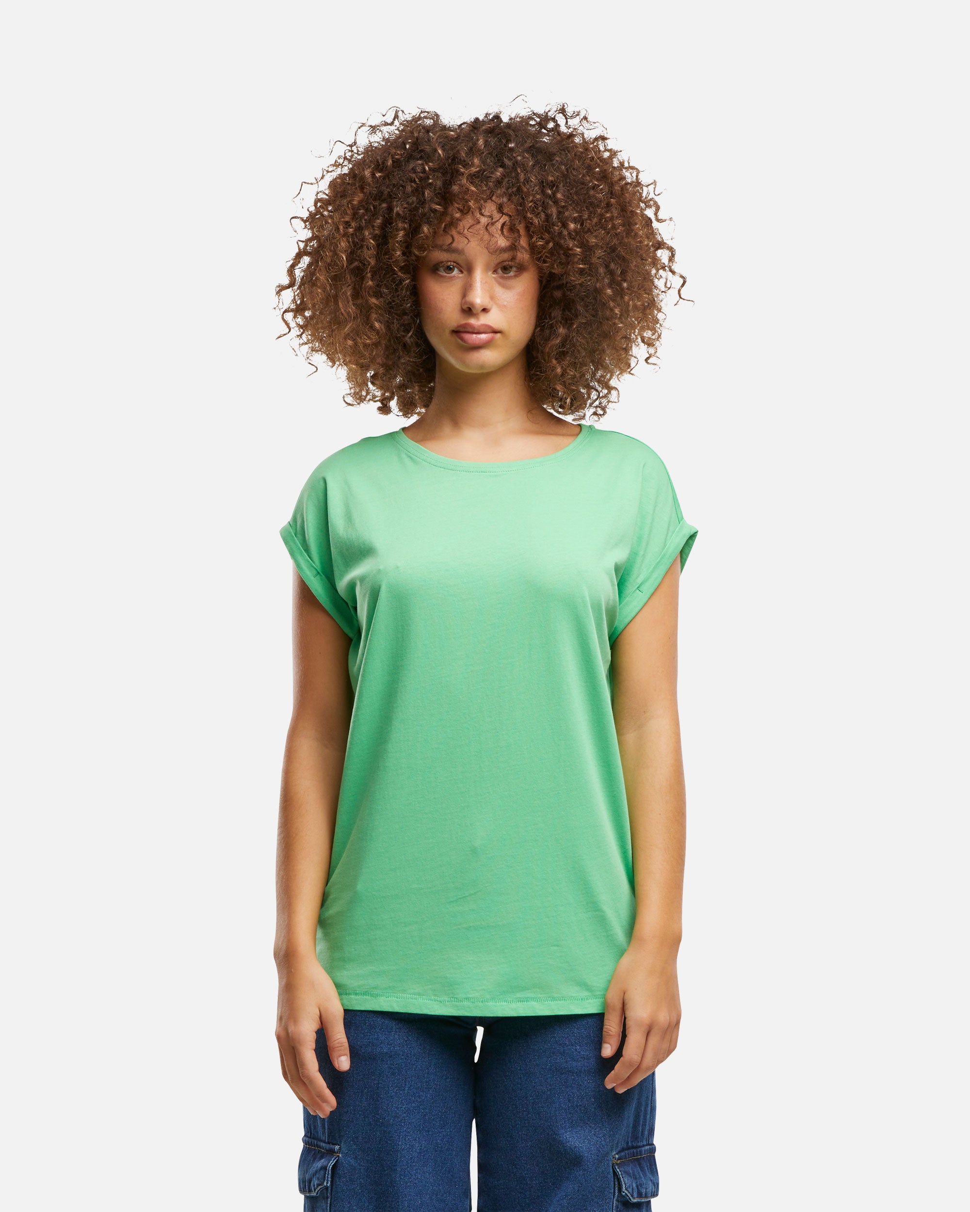 Damen T-Shirt mit verlängerten Schultern Ghost Green von VIVID