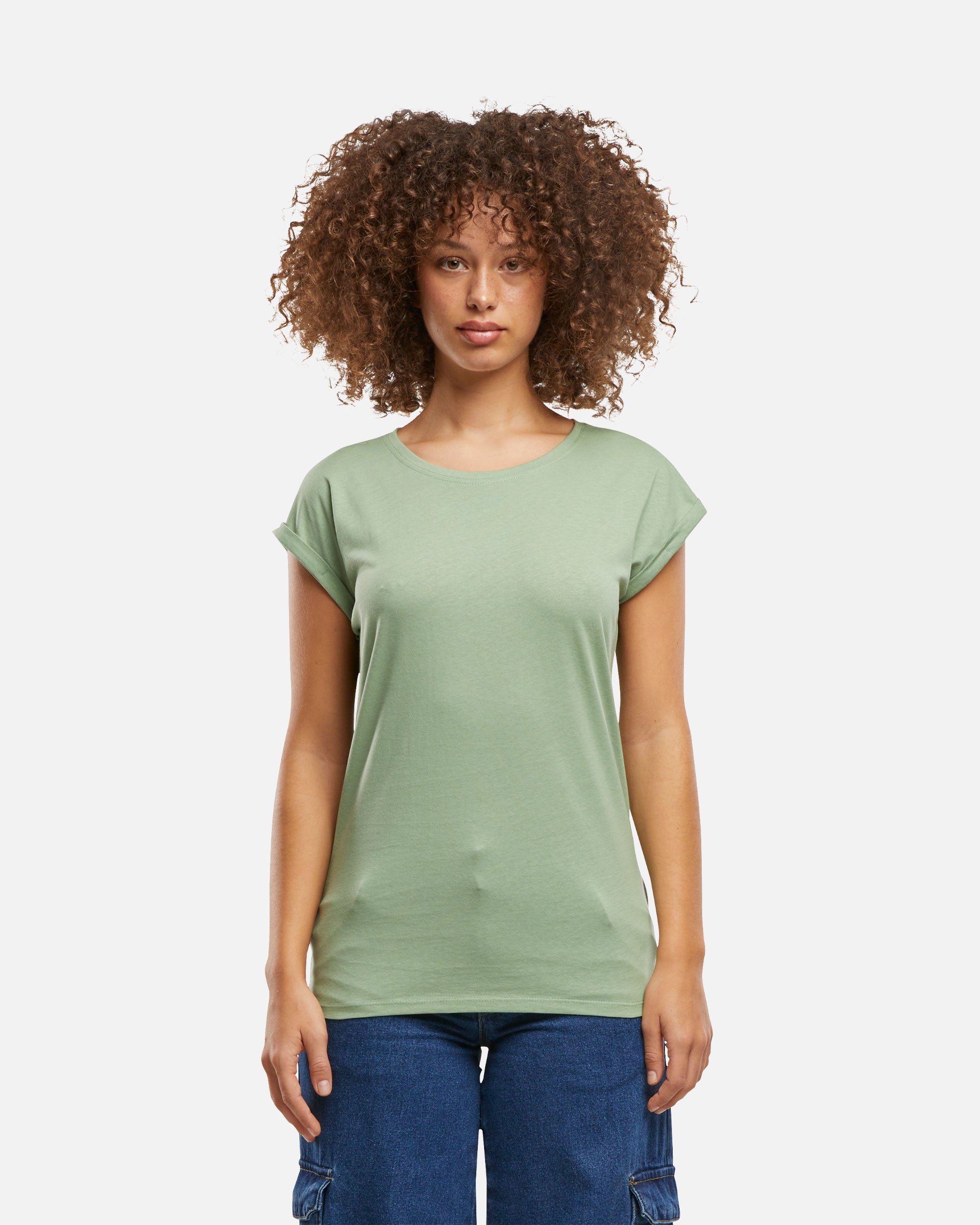Damen T-Shirt mit verlängerten Schultern Pale Leaf von VIVID