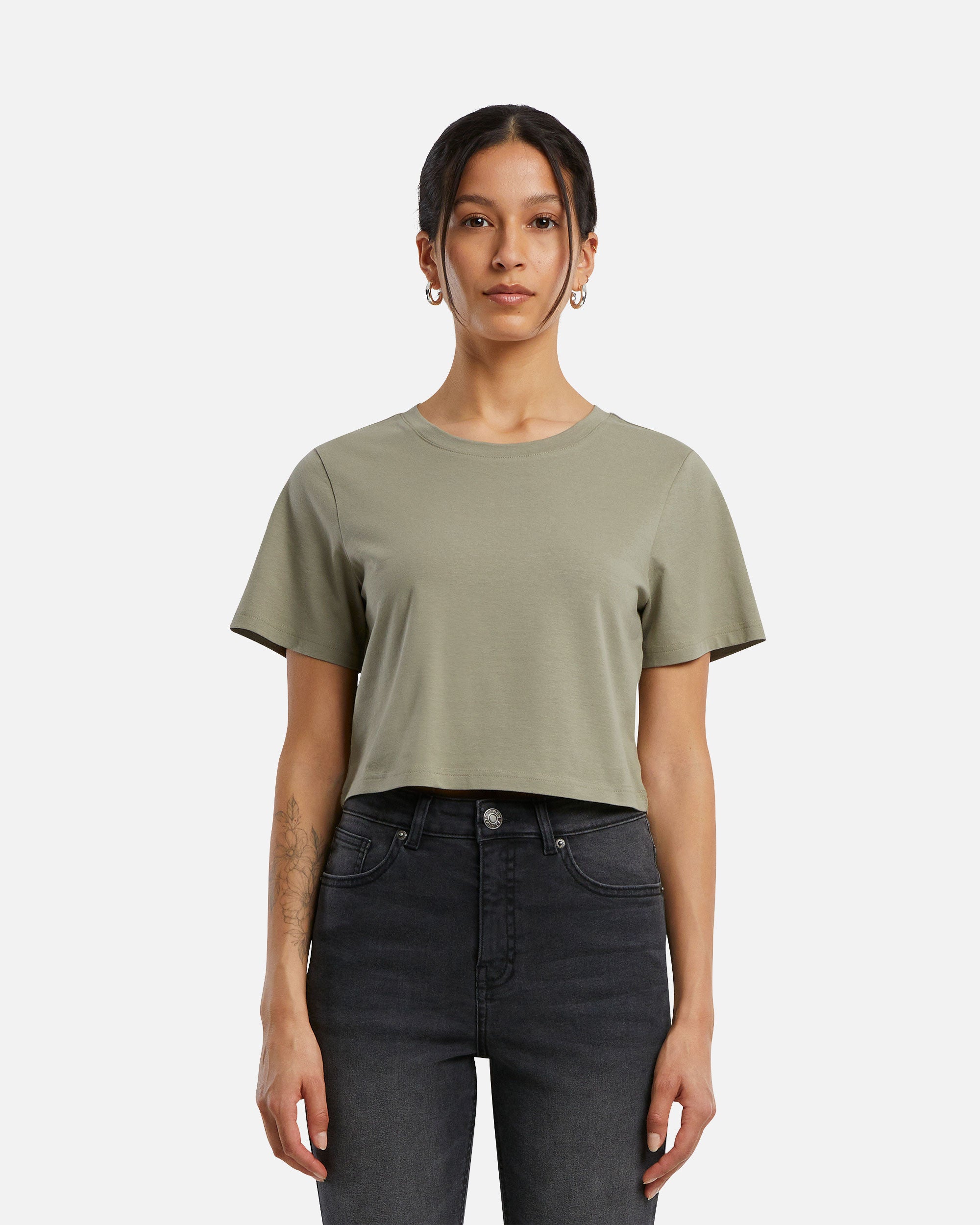 Bauchfreies Damen Basic T-Shirt