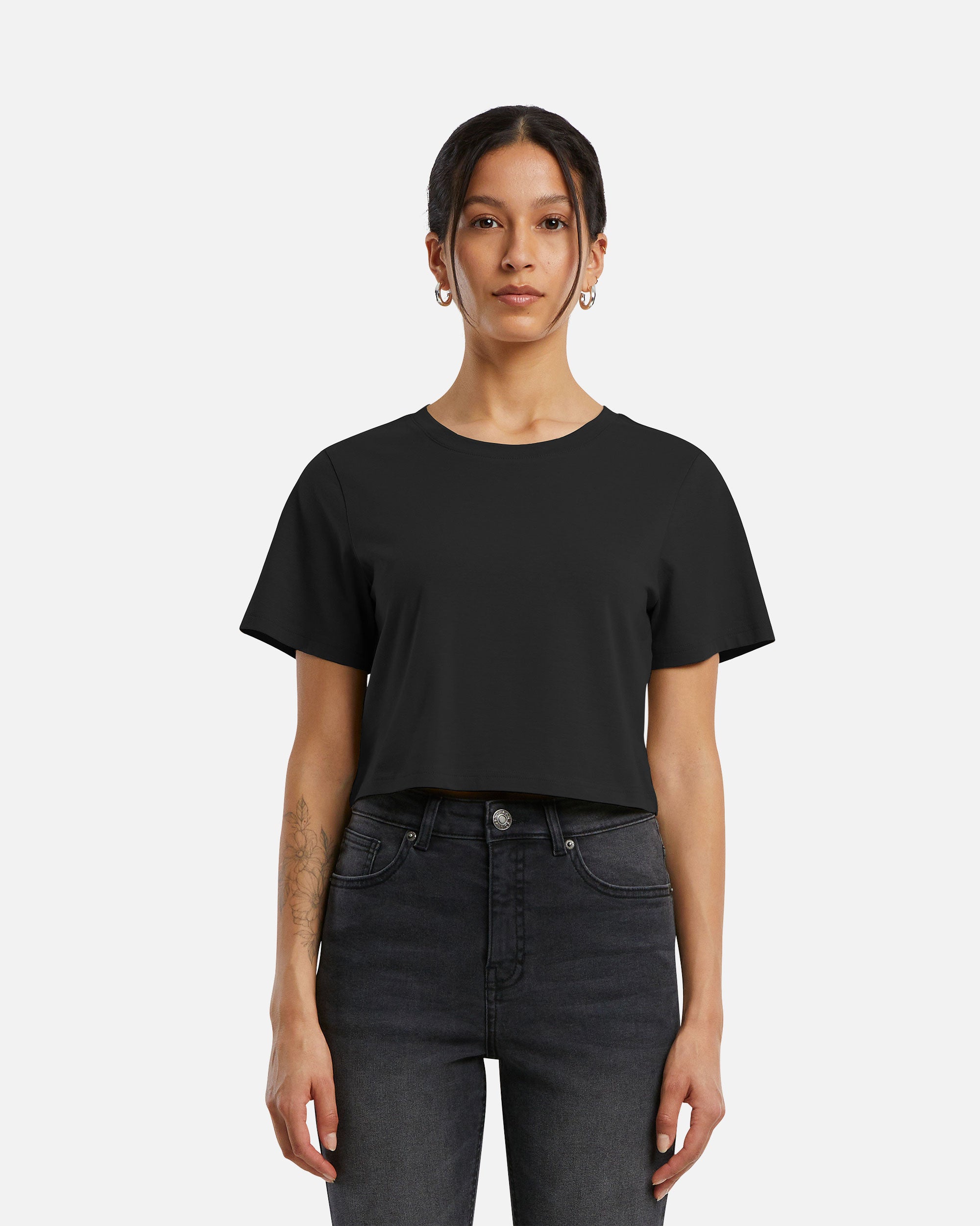 Bauchfreies Damen Basic T-Shirt