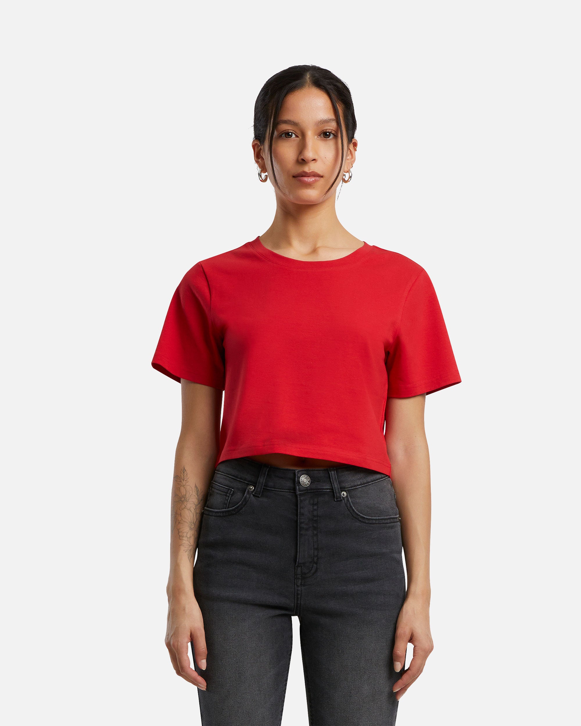 Bauchfreies Damen Basic T-Shirt