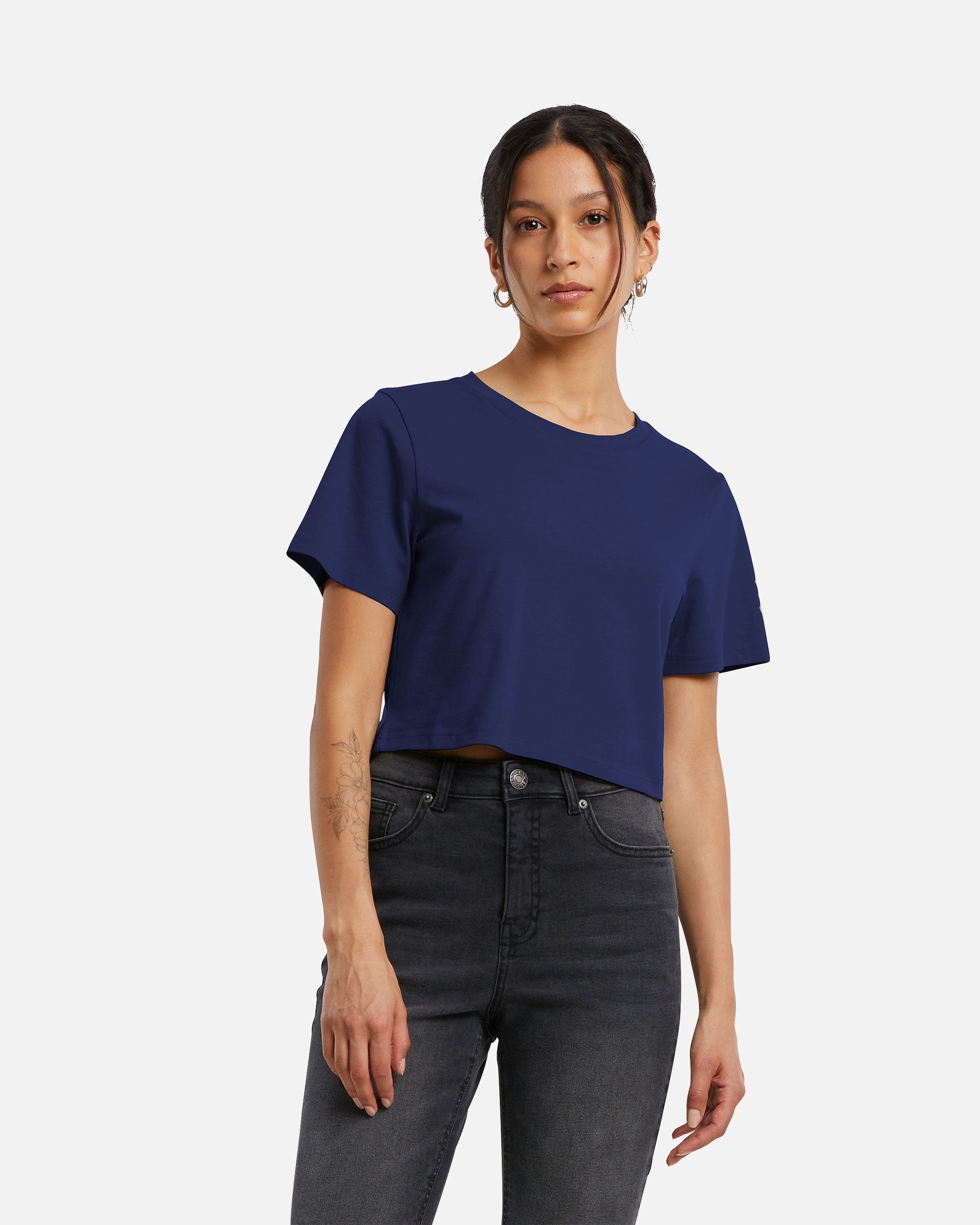 Bauchfreies Damen Basic T-Shirt