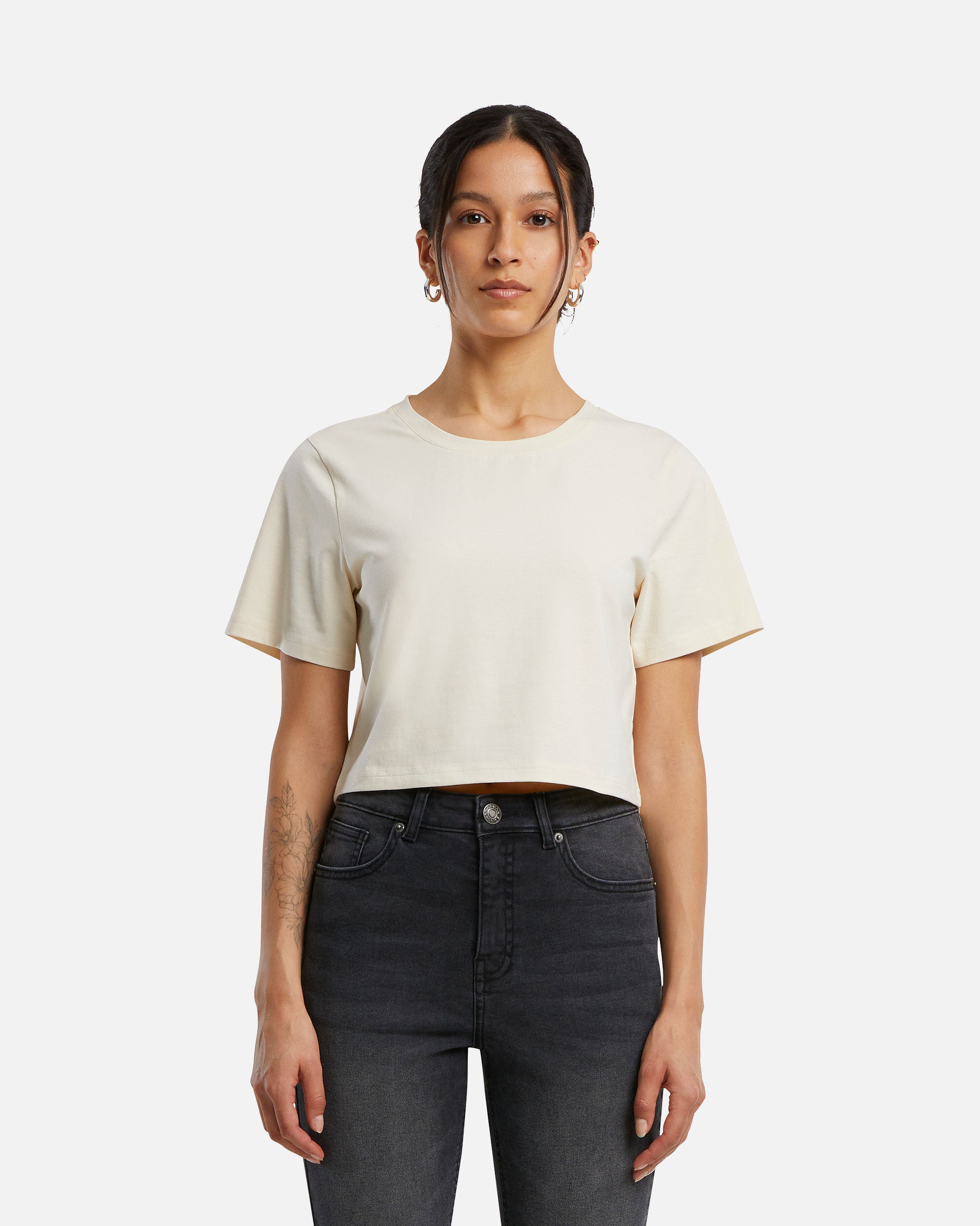 Bauchfreies Damen Basic T-Shirt