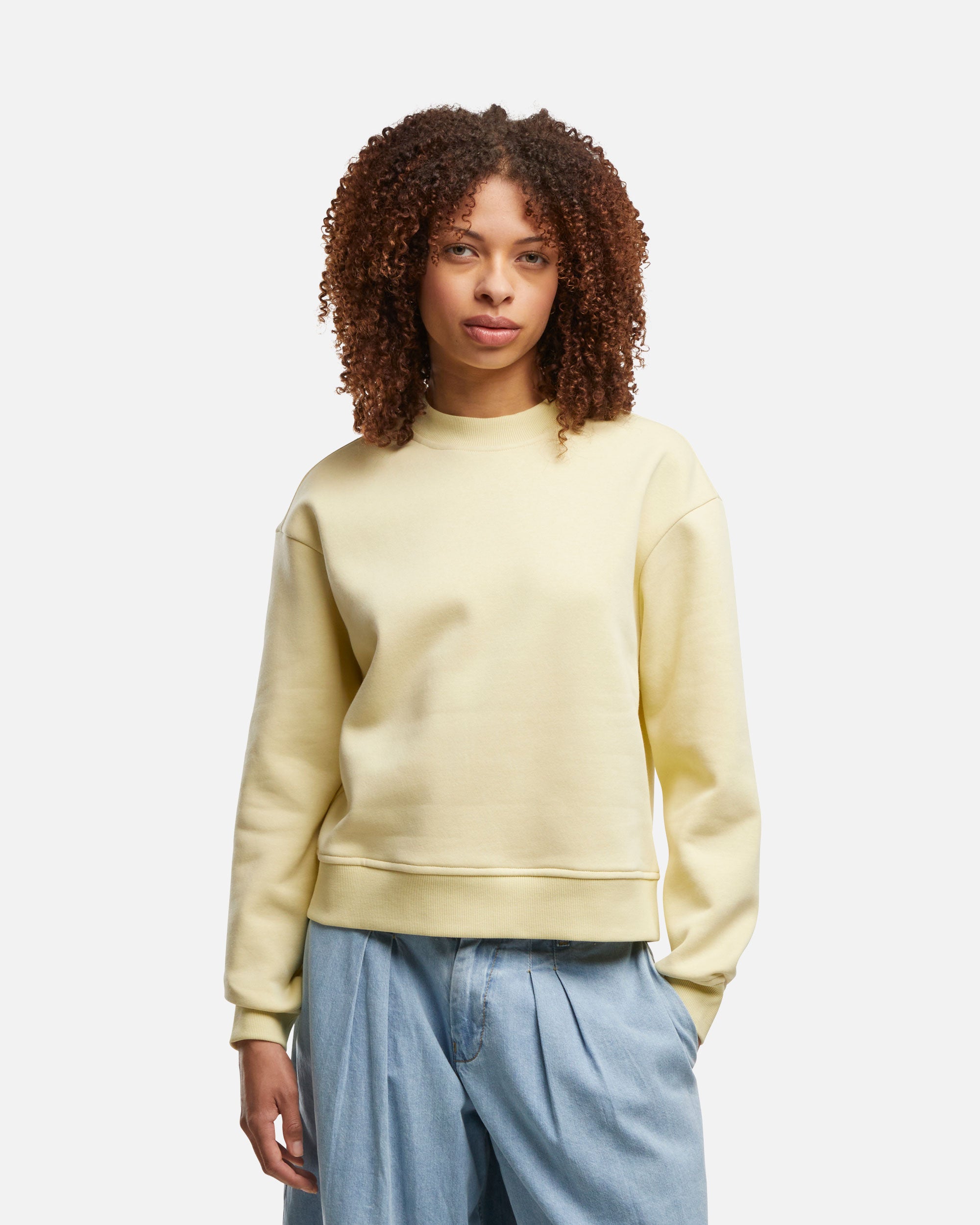 Übergroßer Damen Pullover Light Yellow von VIVID