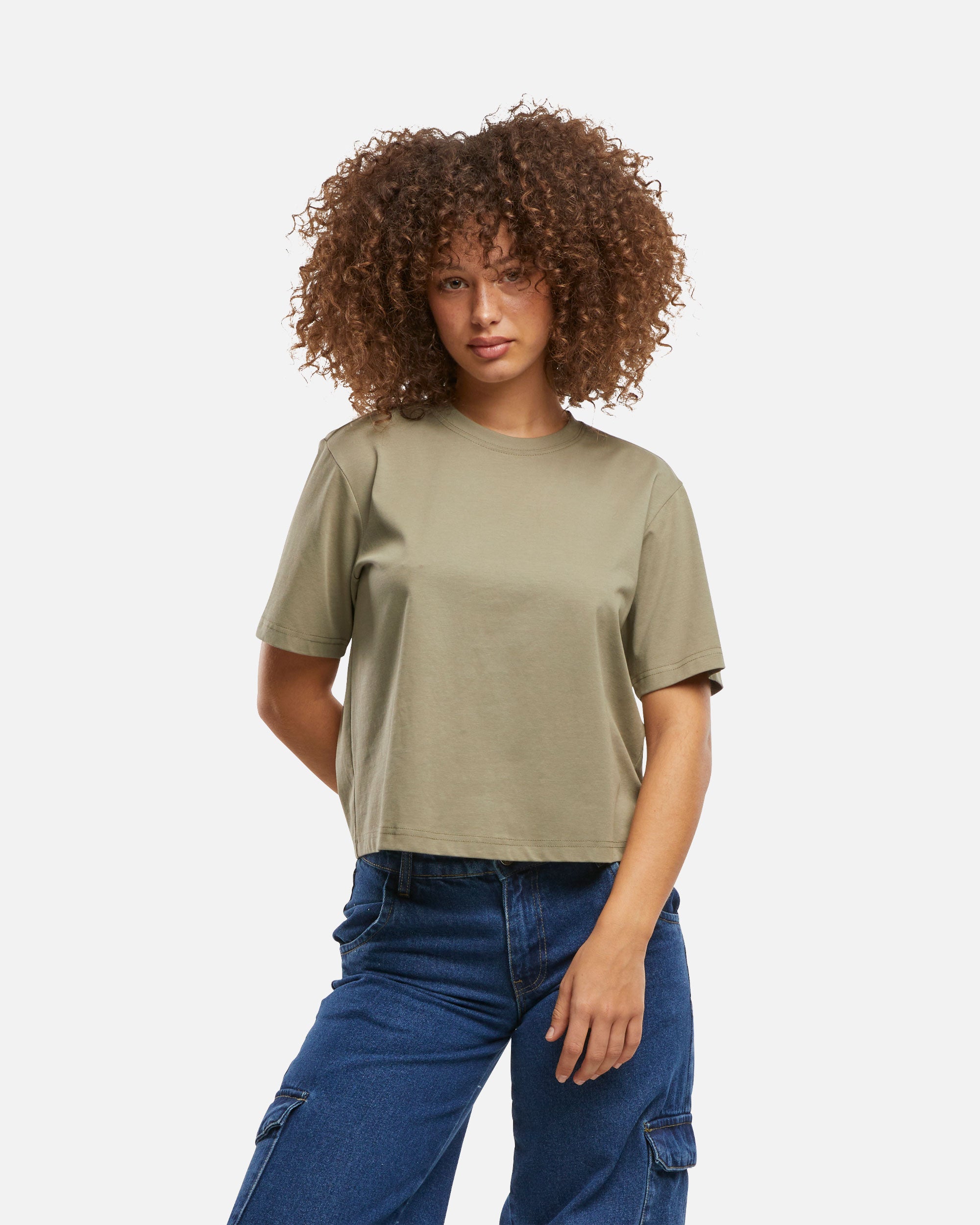 Lockeres Damen T-Shirt Pale Olive von VIVID