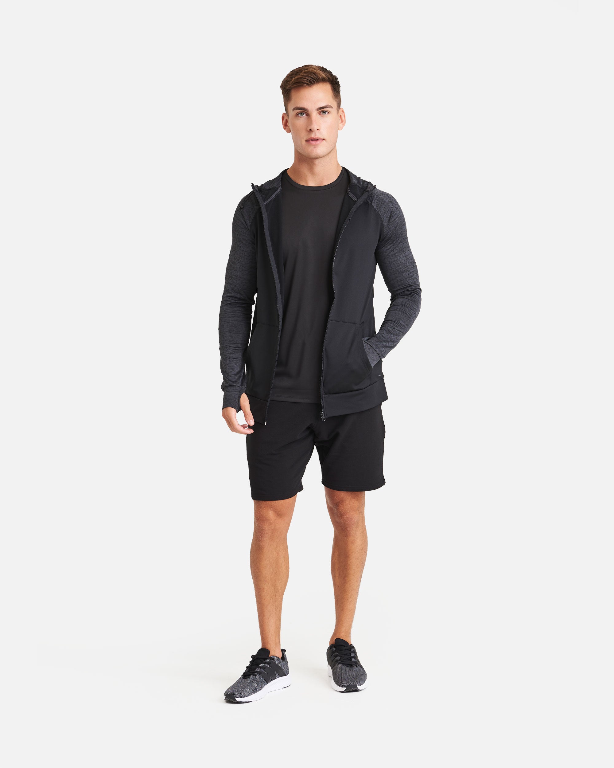 Herren Kontrast Zip Sport Langarmshirt Hoodie von VIVID