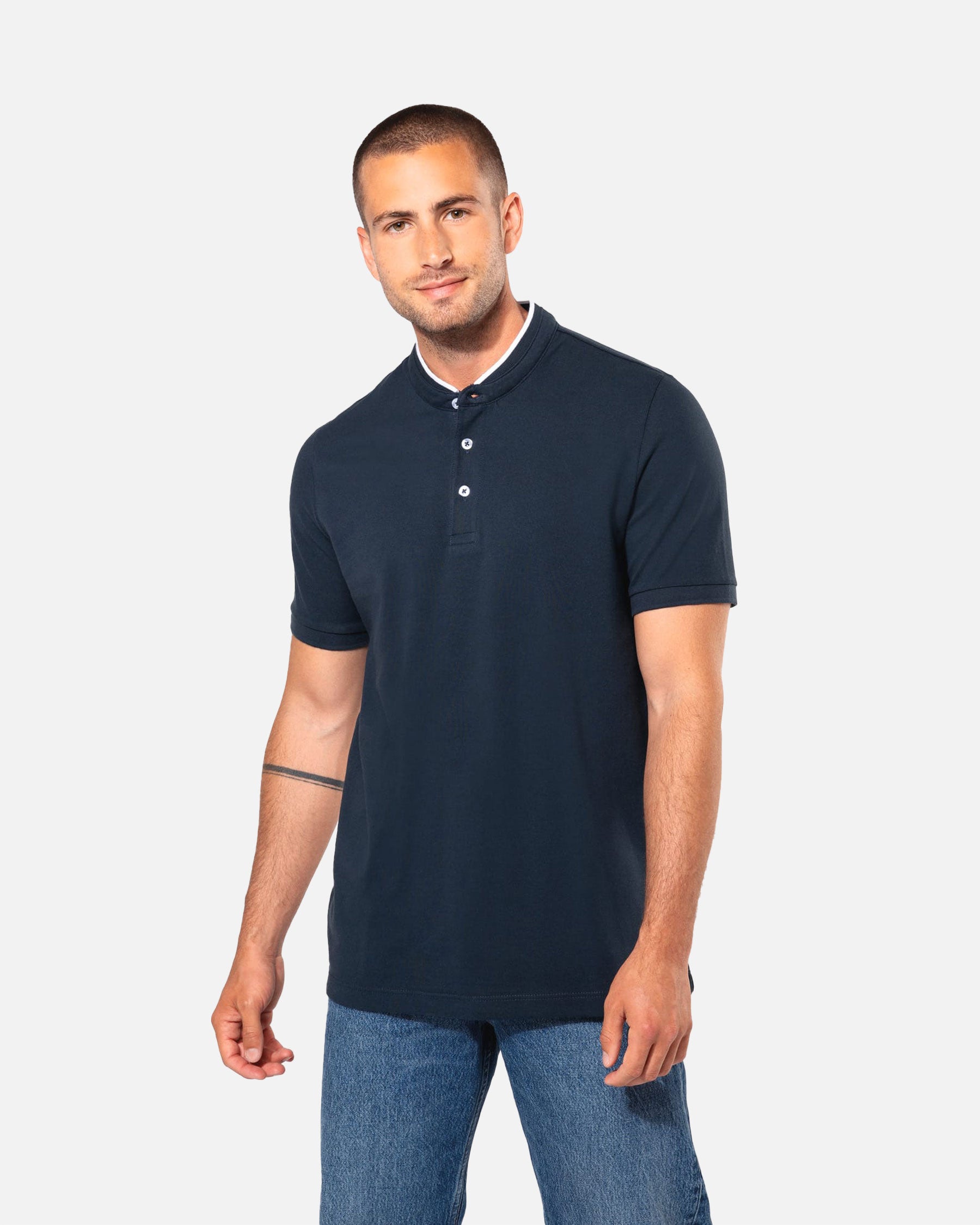 Herren Piqué Polo T-Shirt mit Maokragen