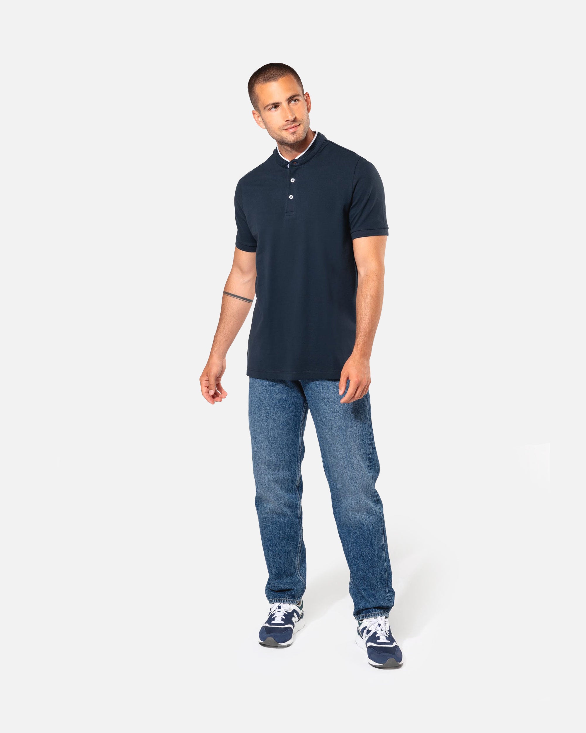 Herren Piqué Polo T-Shirt mit Maokragen