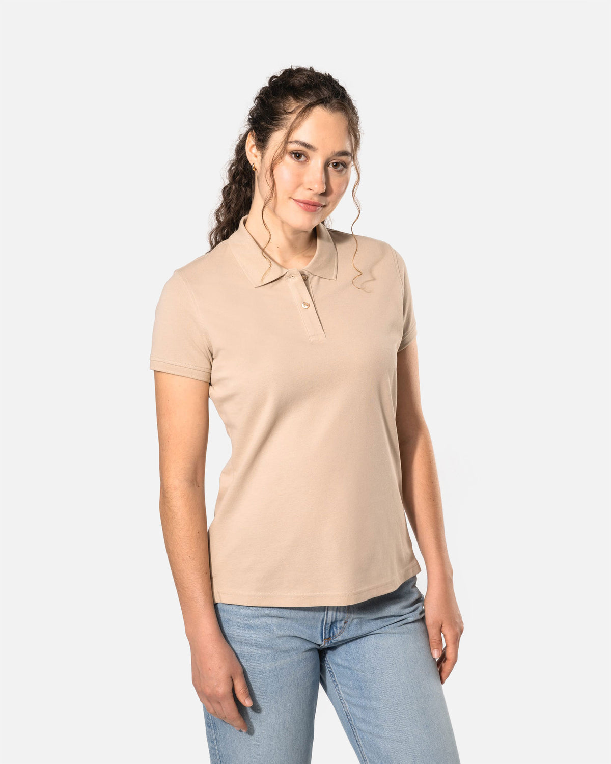 Schweres Damen Piqué Polo T-Shirt Desert Sand von VIVID