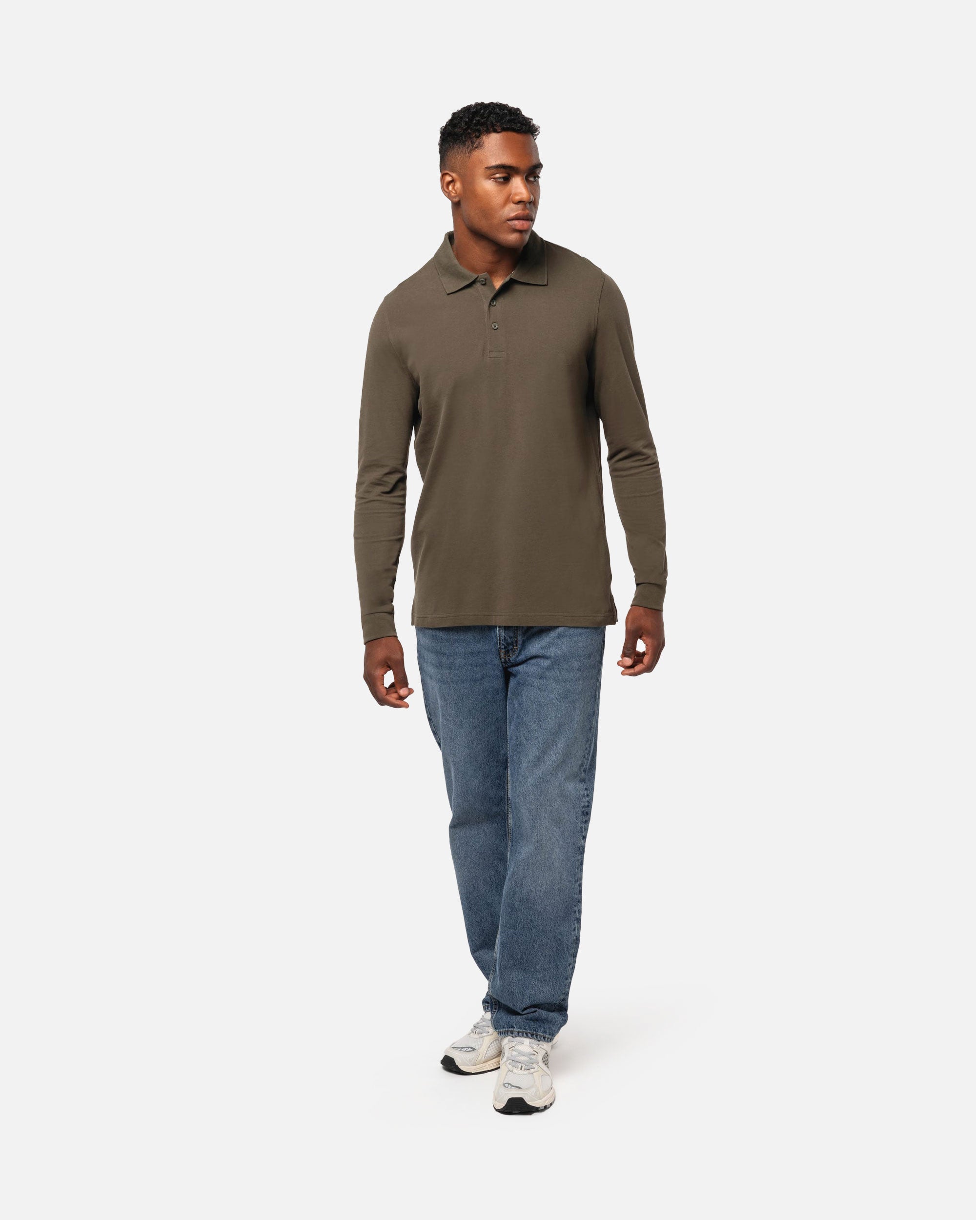 Schweres Herren Piqué Polo Langarmshirt