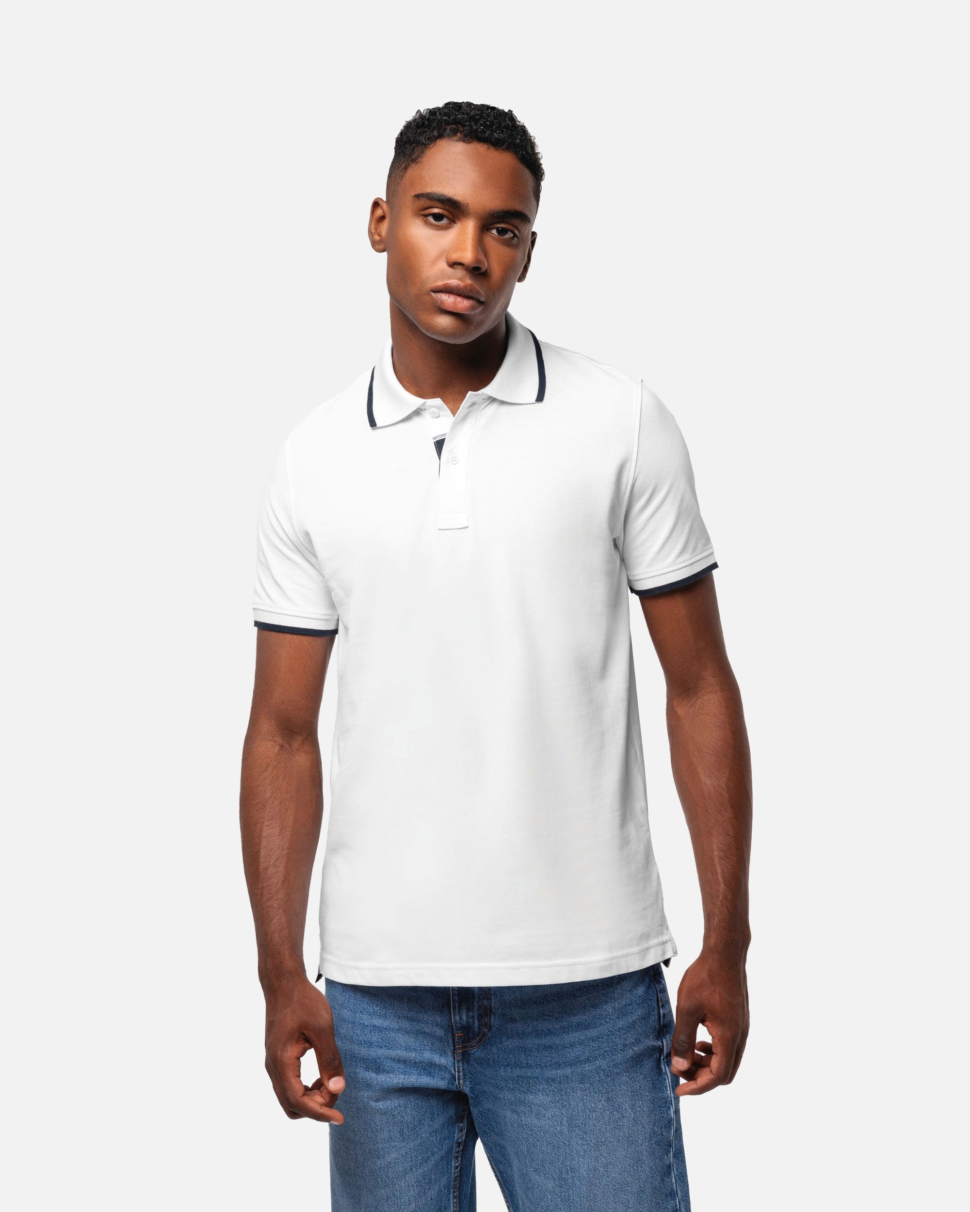 Schweres Herren Piqué Polo T-Shirt mit Kontrastfarben