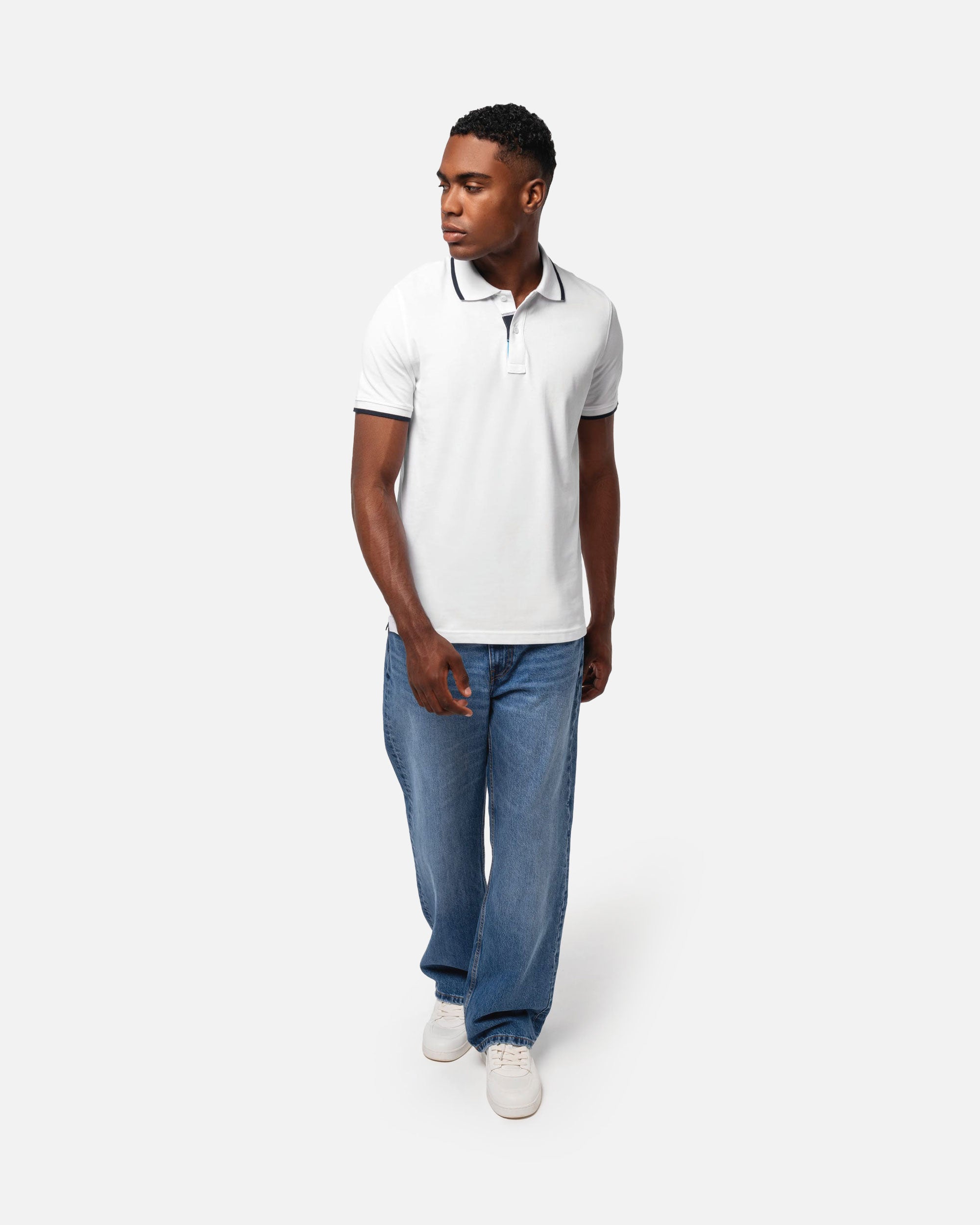 Schweres Herren Piqué Polo T-Shirt mit Kontrastfarben
