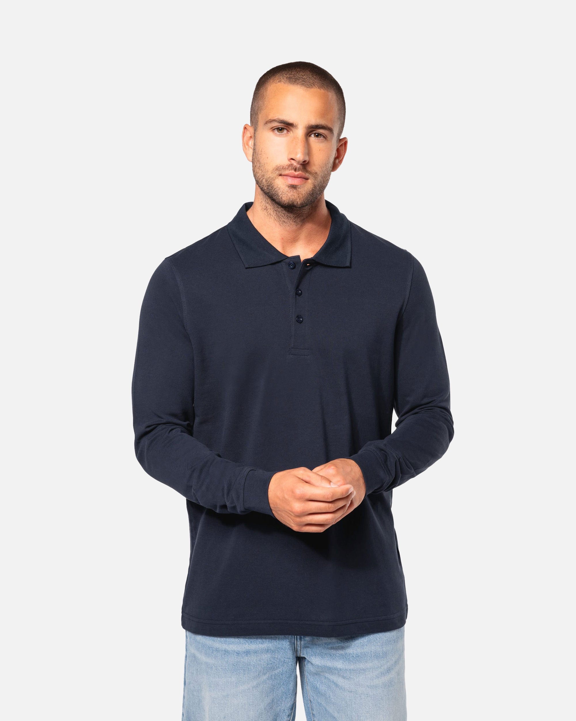Klassisches Herren Piqué Polo Langarmshirt