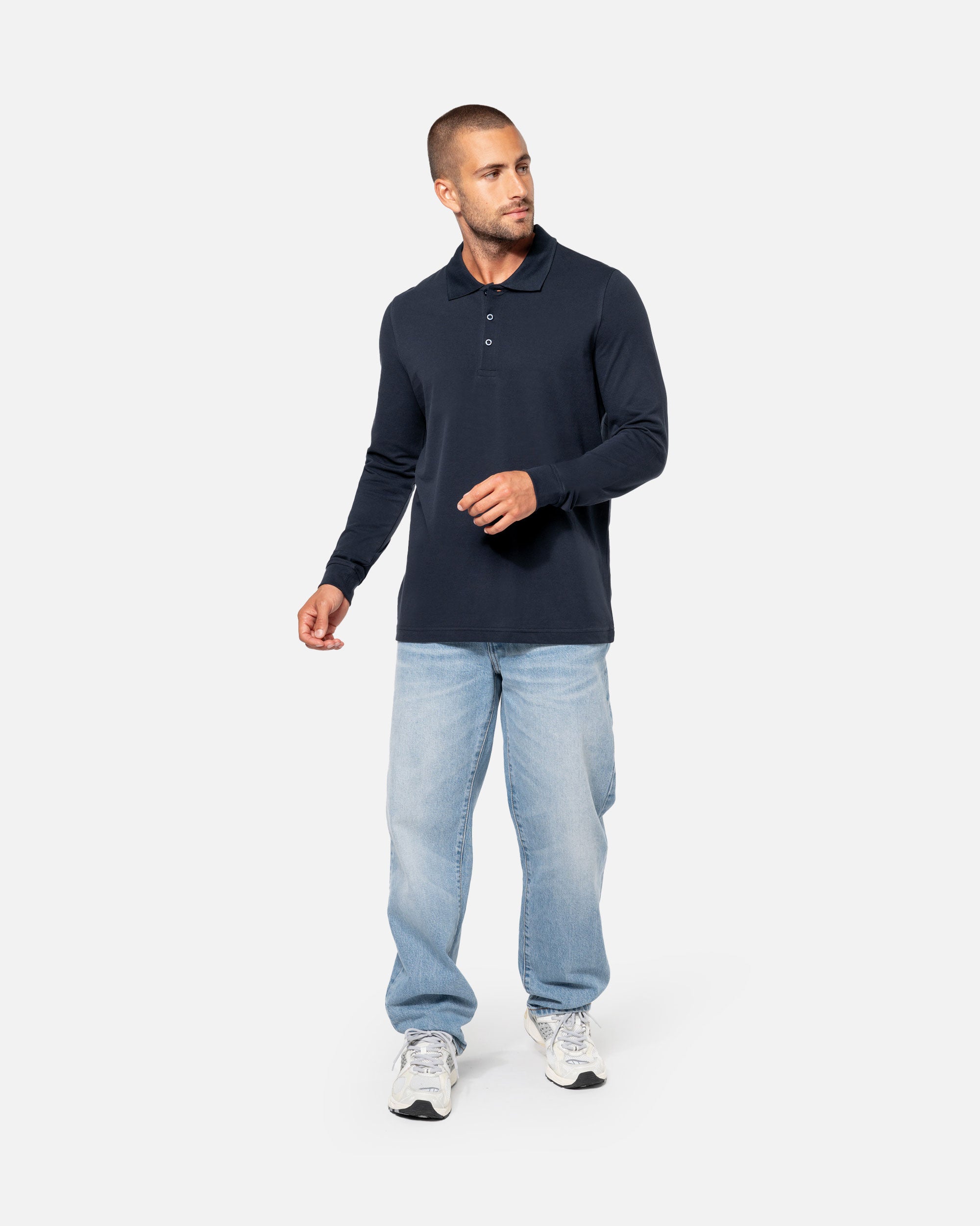 Klassisches Herren Piqué Polo Langarmshirt