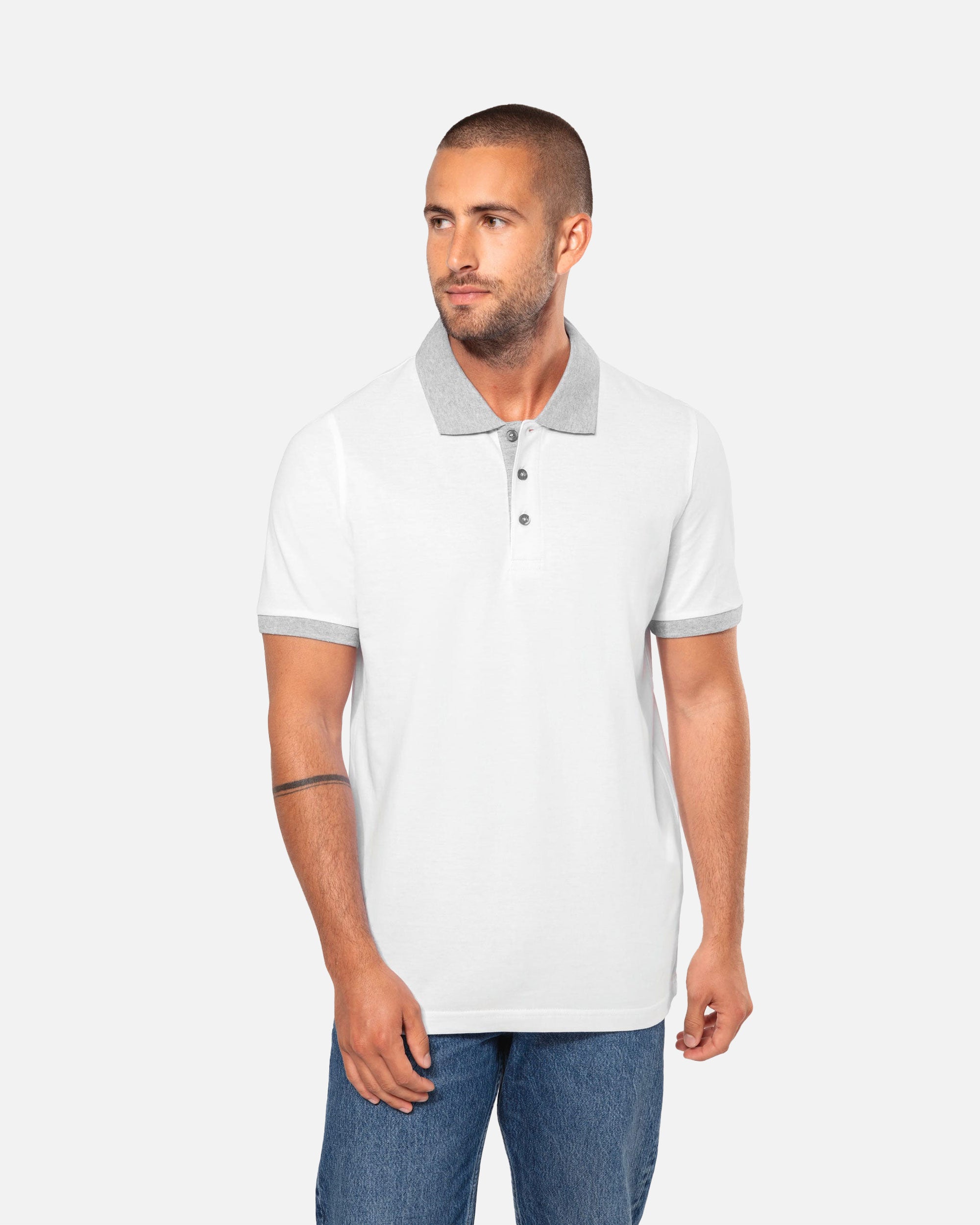 Zweifarbiges Herren Piqué Polo T-Shirt