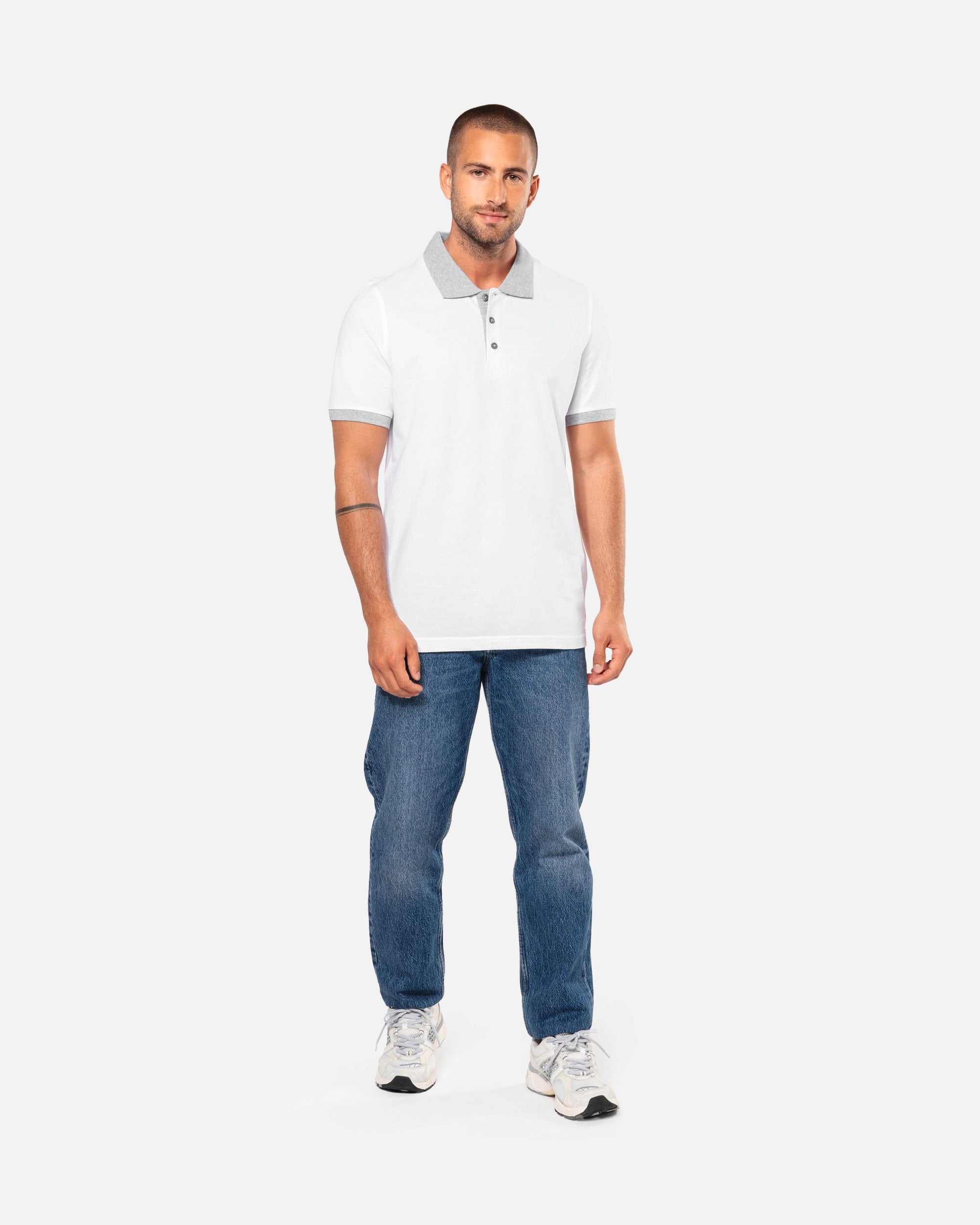 Zweifarbiges Herren Piqué Polo T-Shirt