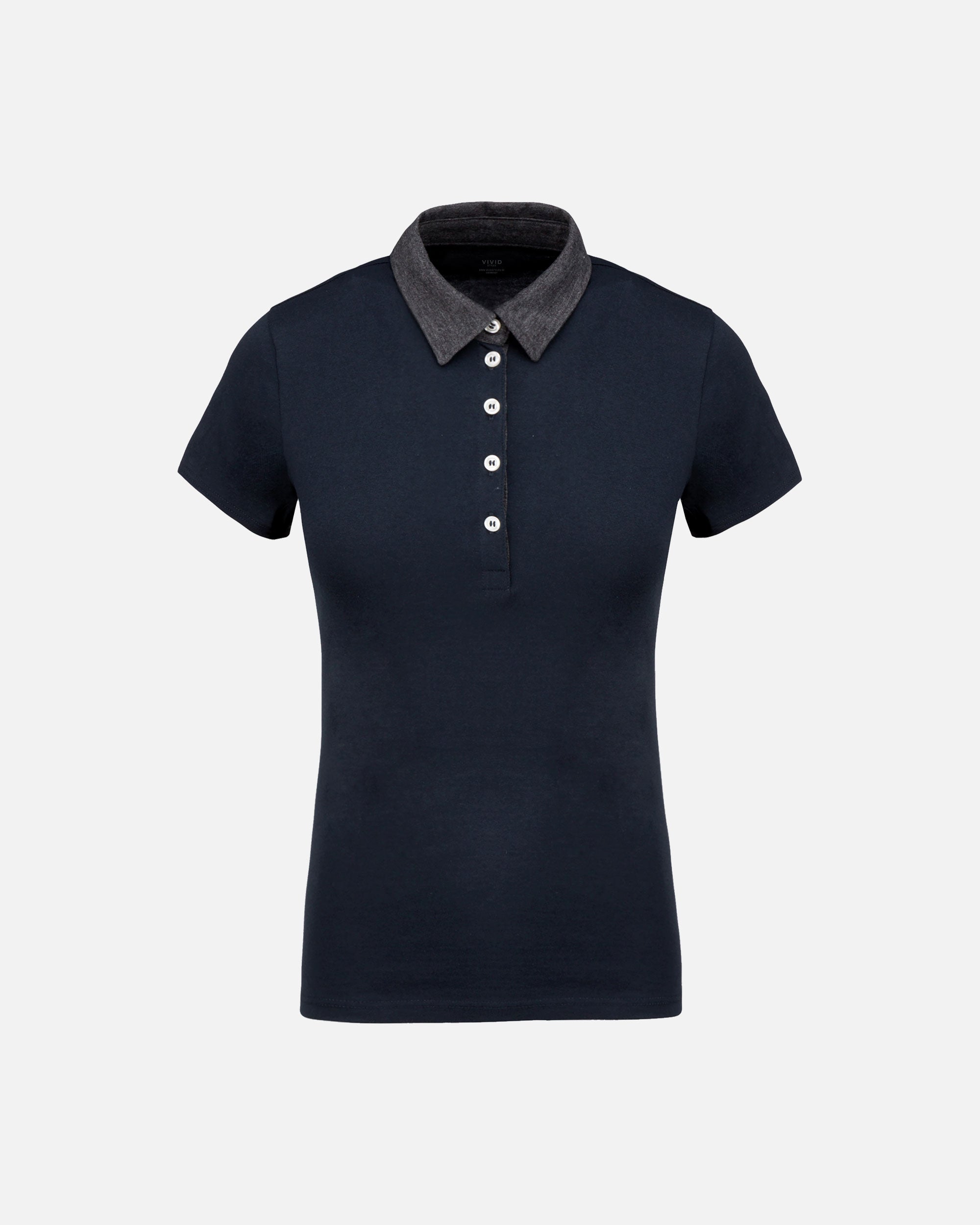 Zweifarbiges Damen Jersey Polo T-Shirt