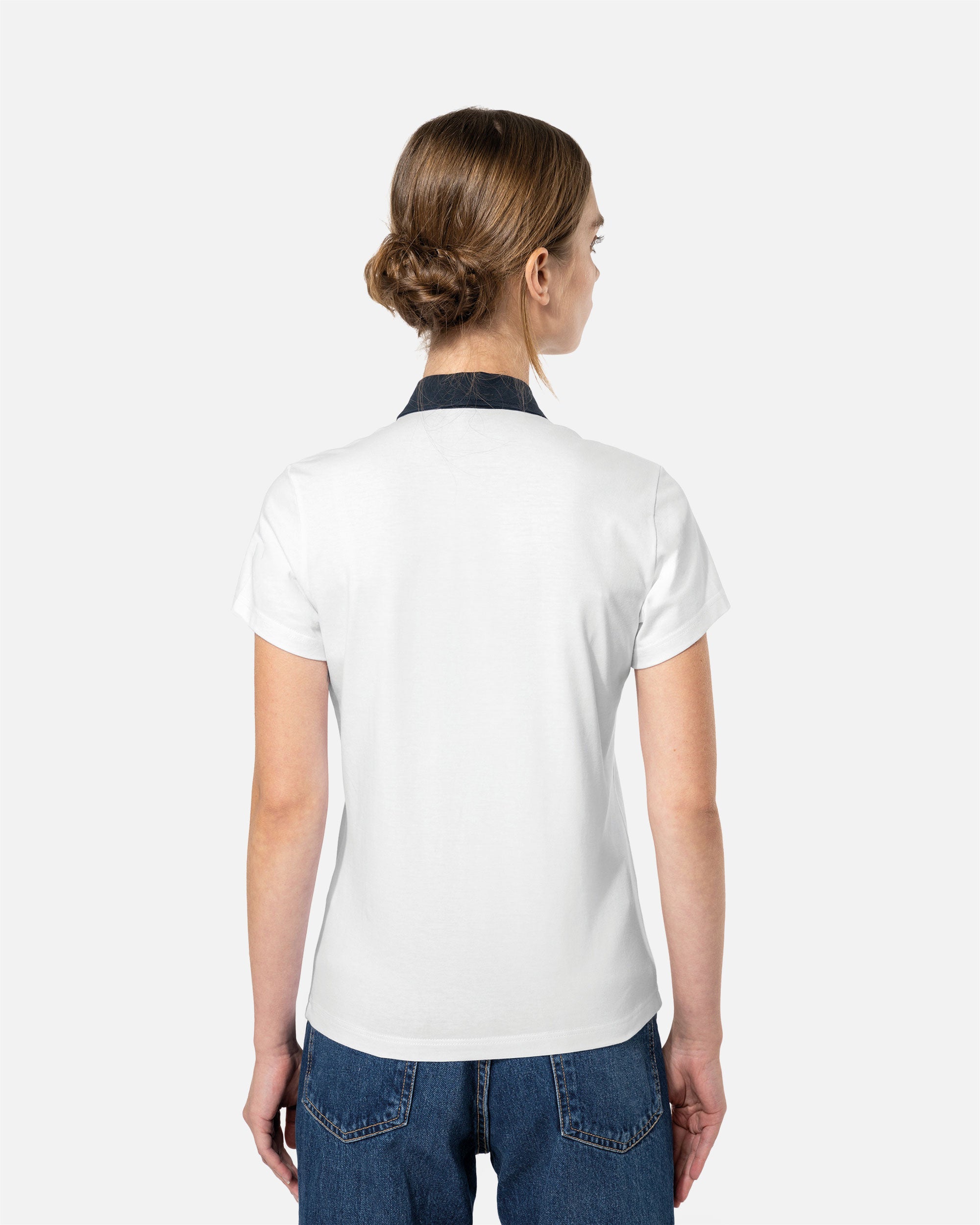 Zweifarbiges Damen Jersey Polo T-Shirt