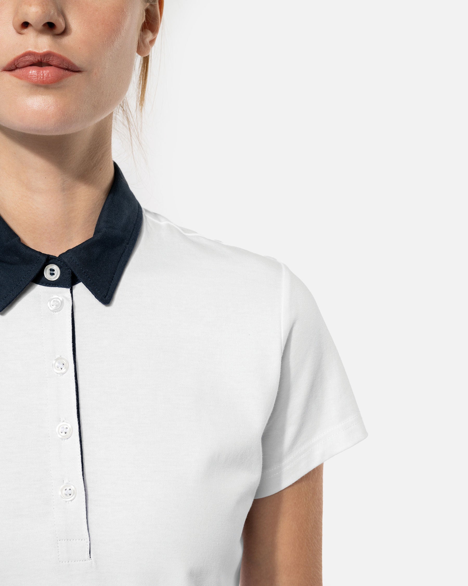 Zweifarbiges Damen Jersey Polo T-Shirt