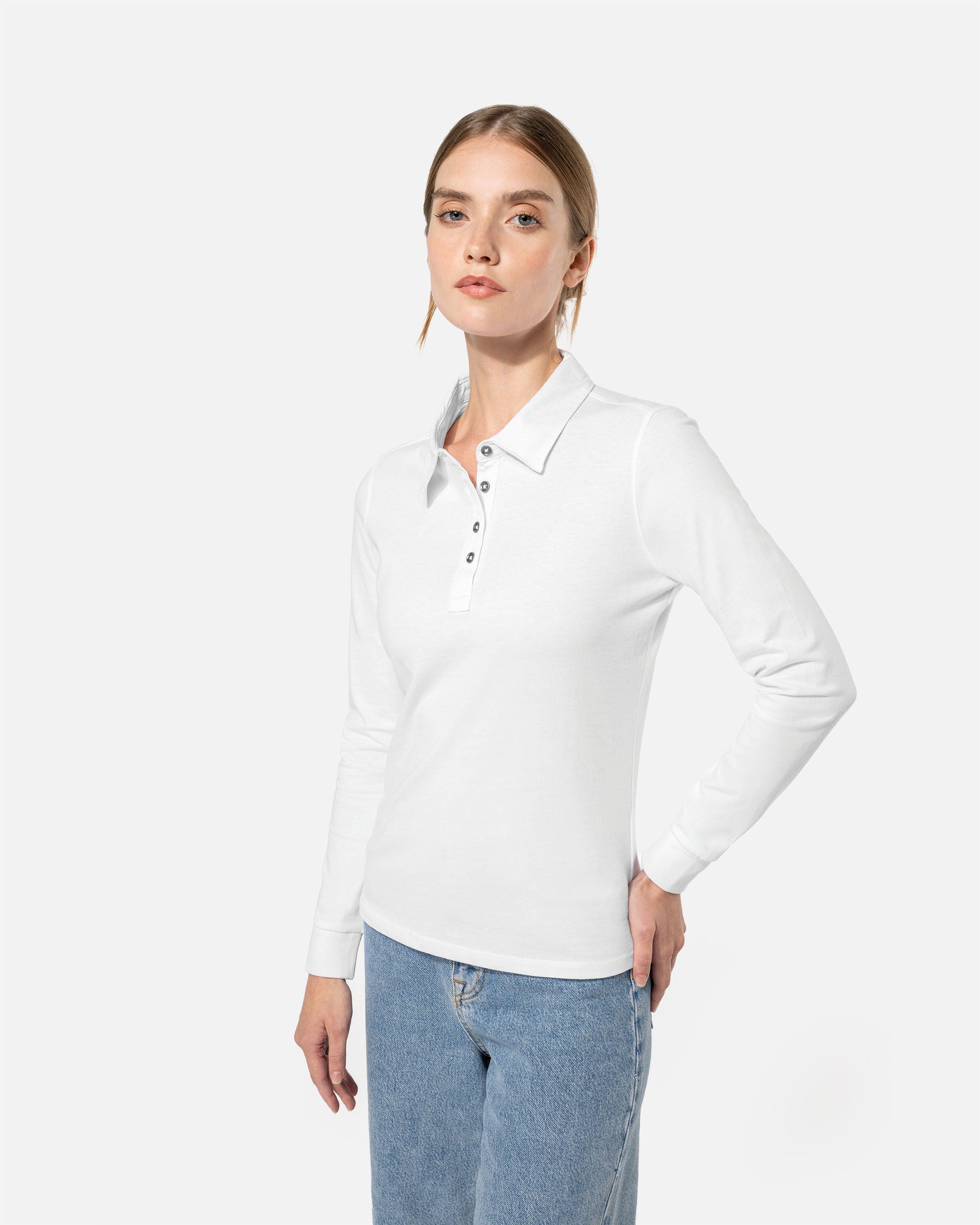 Klassisches Jersey Polo Langarmshirt