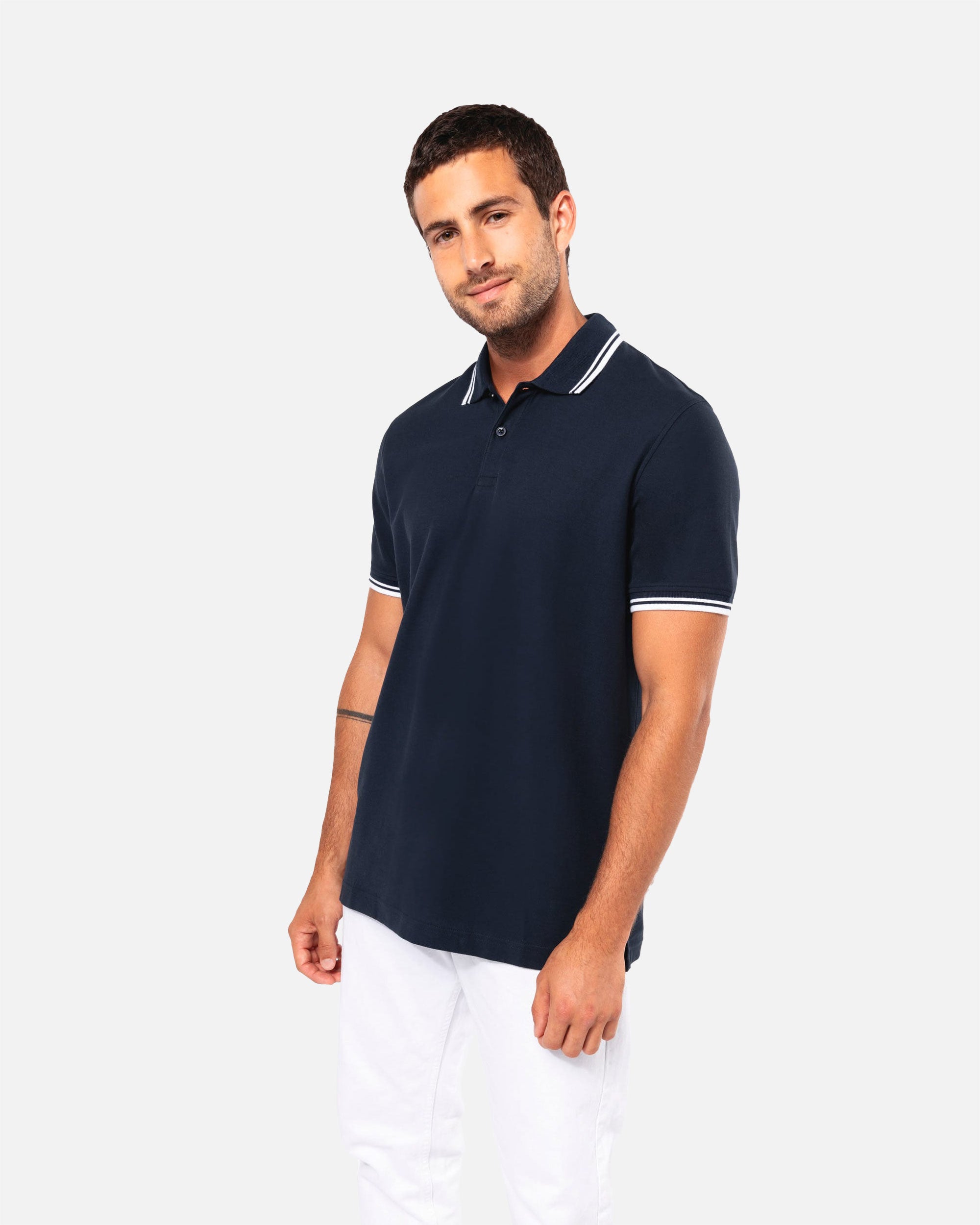 Klassisches Herren Piqué Polo T-Shirt mit Kontrastfarben