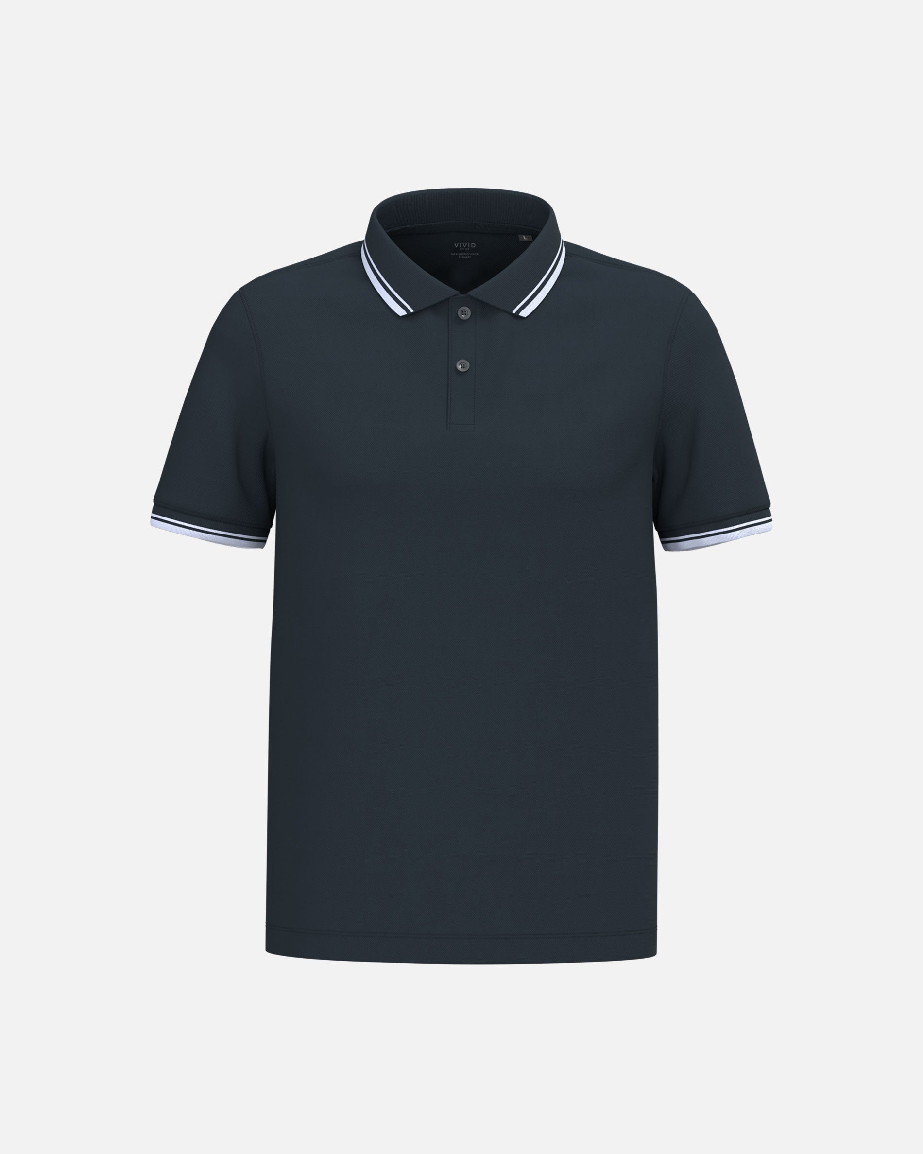 Klassisches Herren Piqué Polo T-Shirt mit Kontrastfarben Navy Blue-White von VIVID