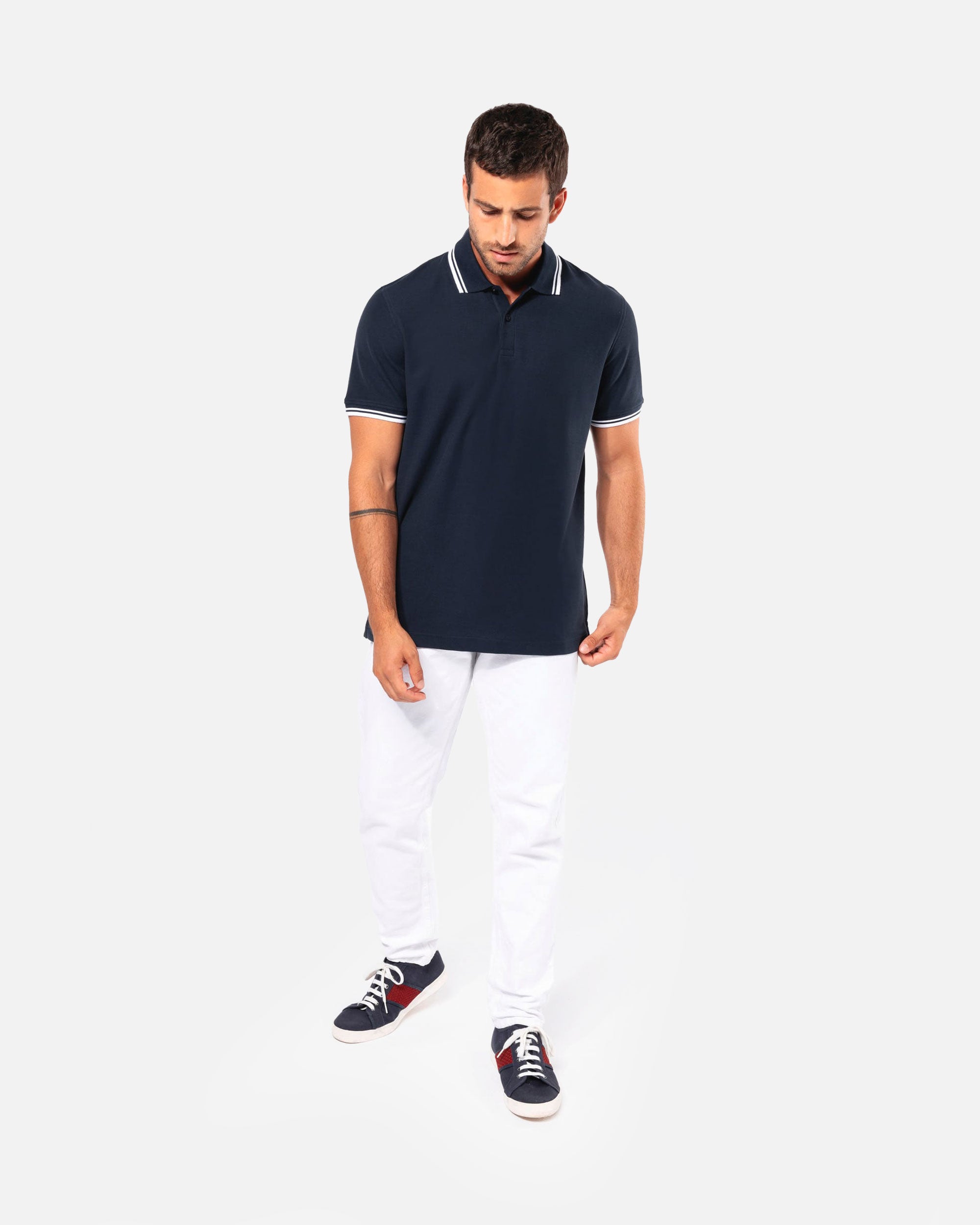 Klassisches Herren Piqué Polo T-Shirt mit Kontrastfarben