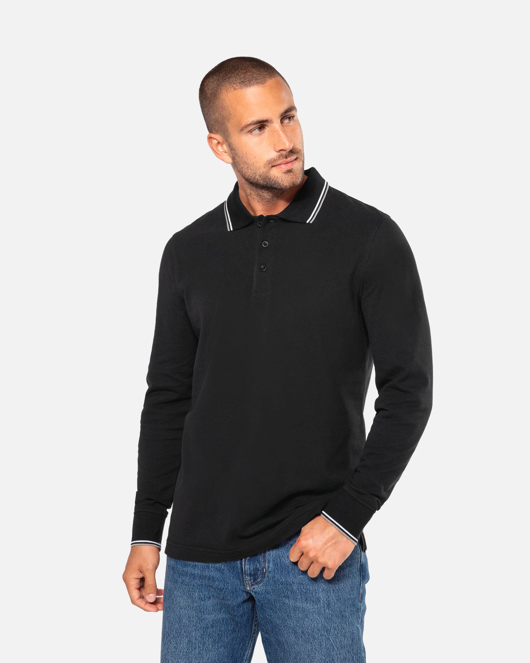 Schweres Herren Piqué Polo Langarmshirt