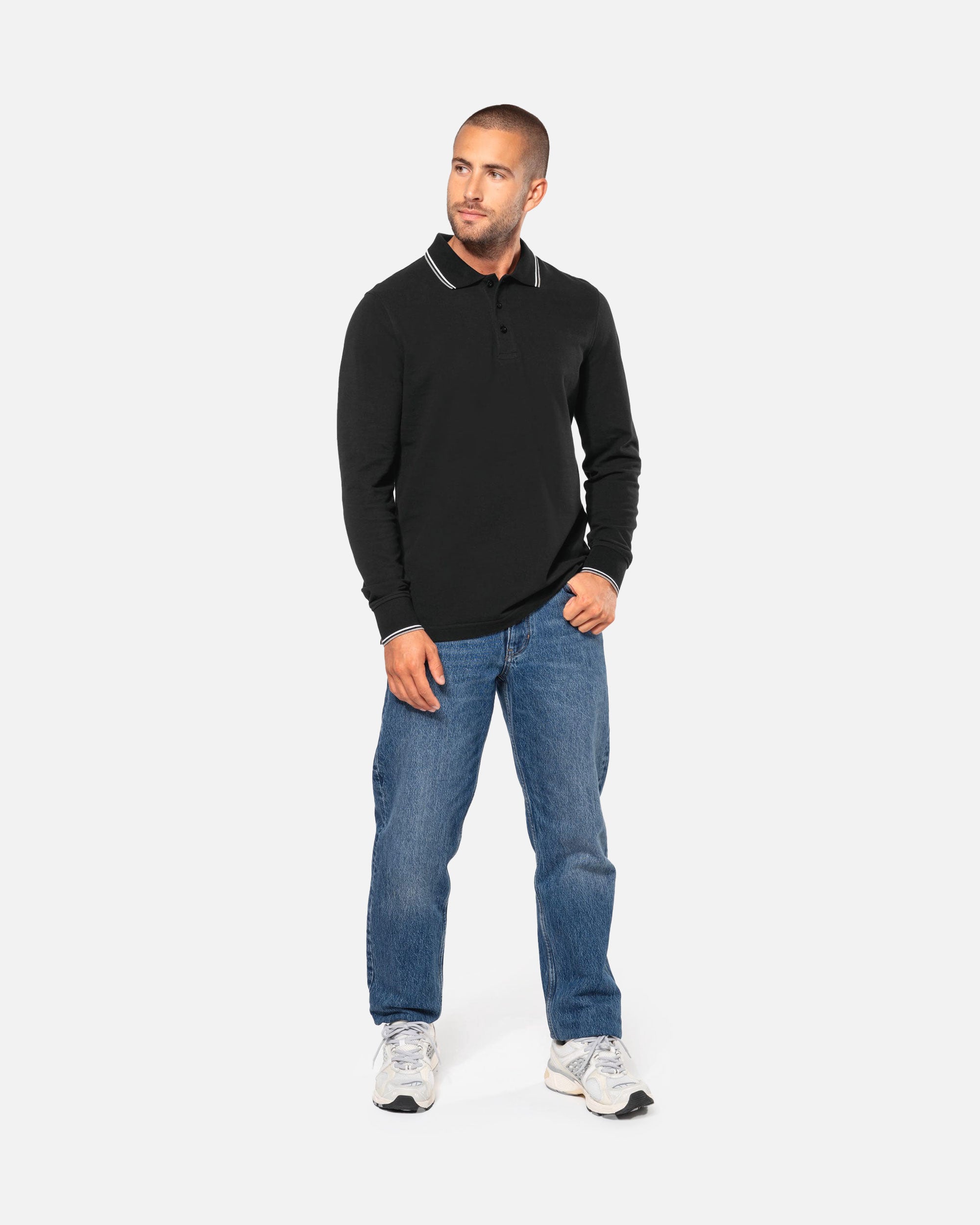 Schweres Herren Piqué Polo Langarmshirt