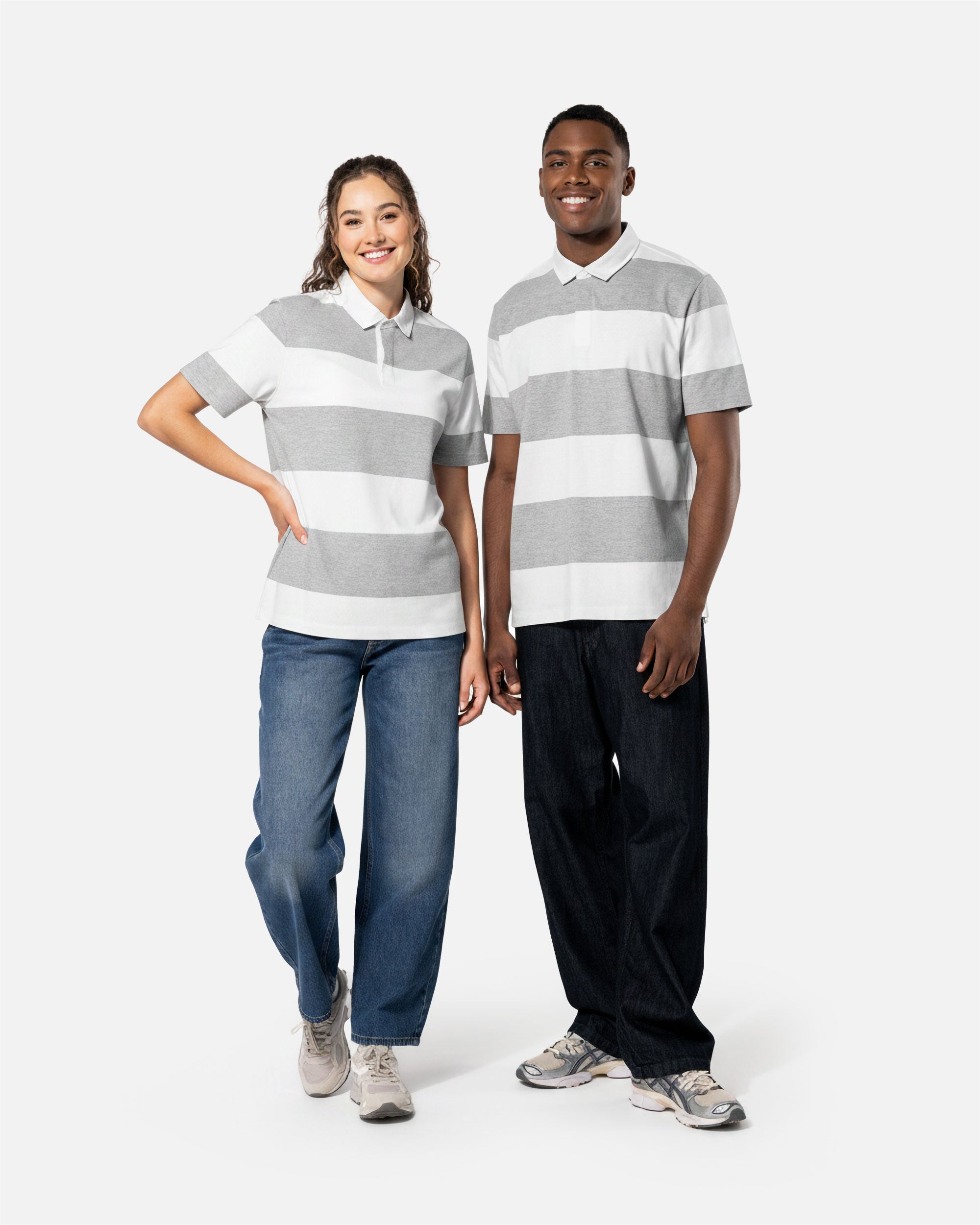 Gestreiftes Unisex Polo T-Shirt von VIVID