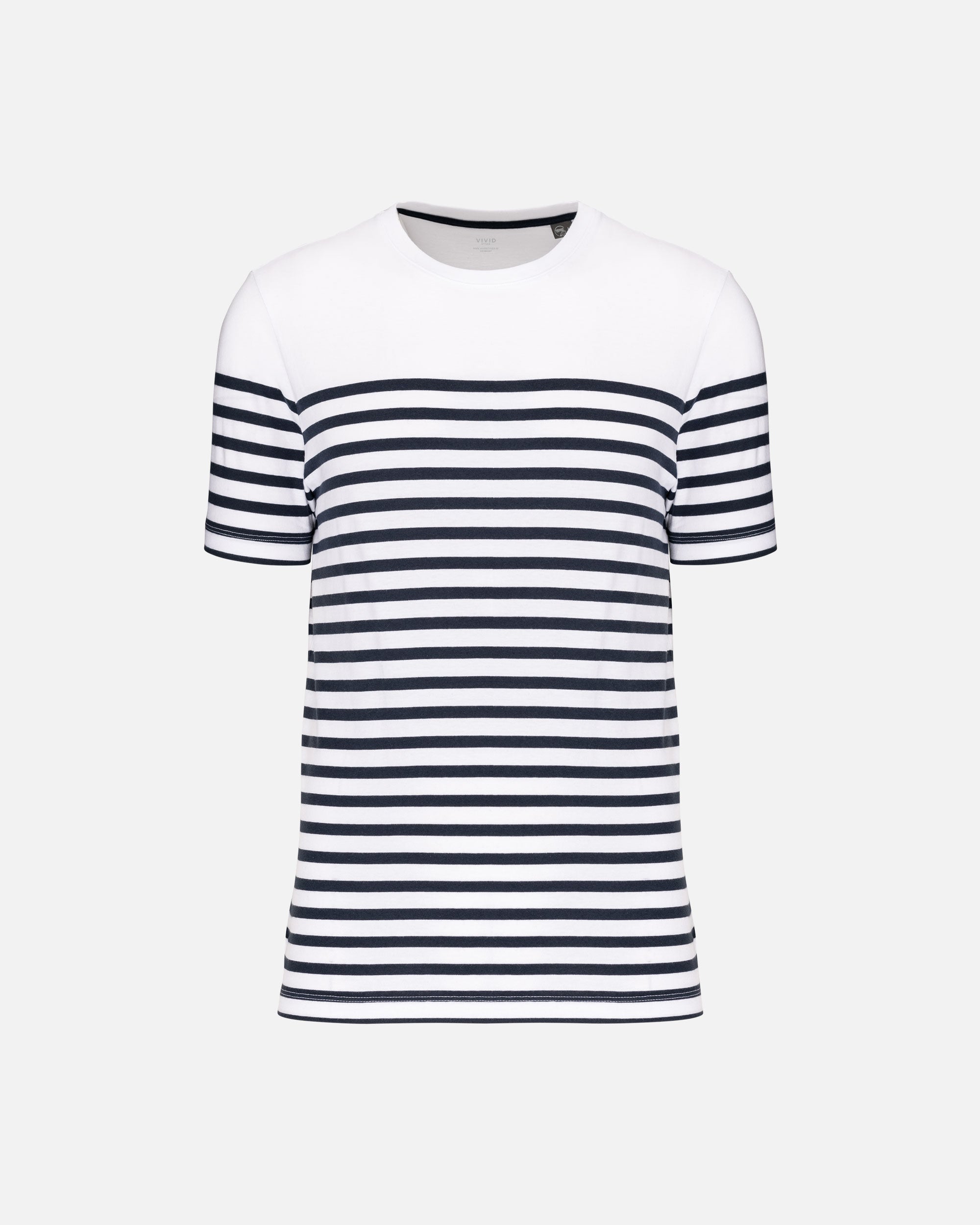 Herren T-Shirt im Marine-Look White-Navy Stripes von VIVID