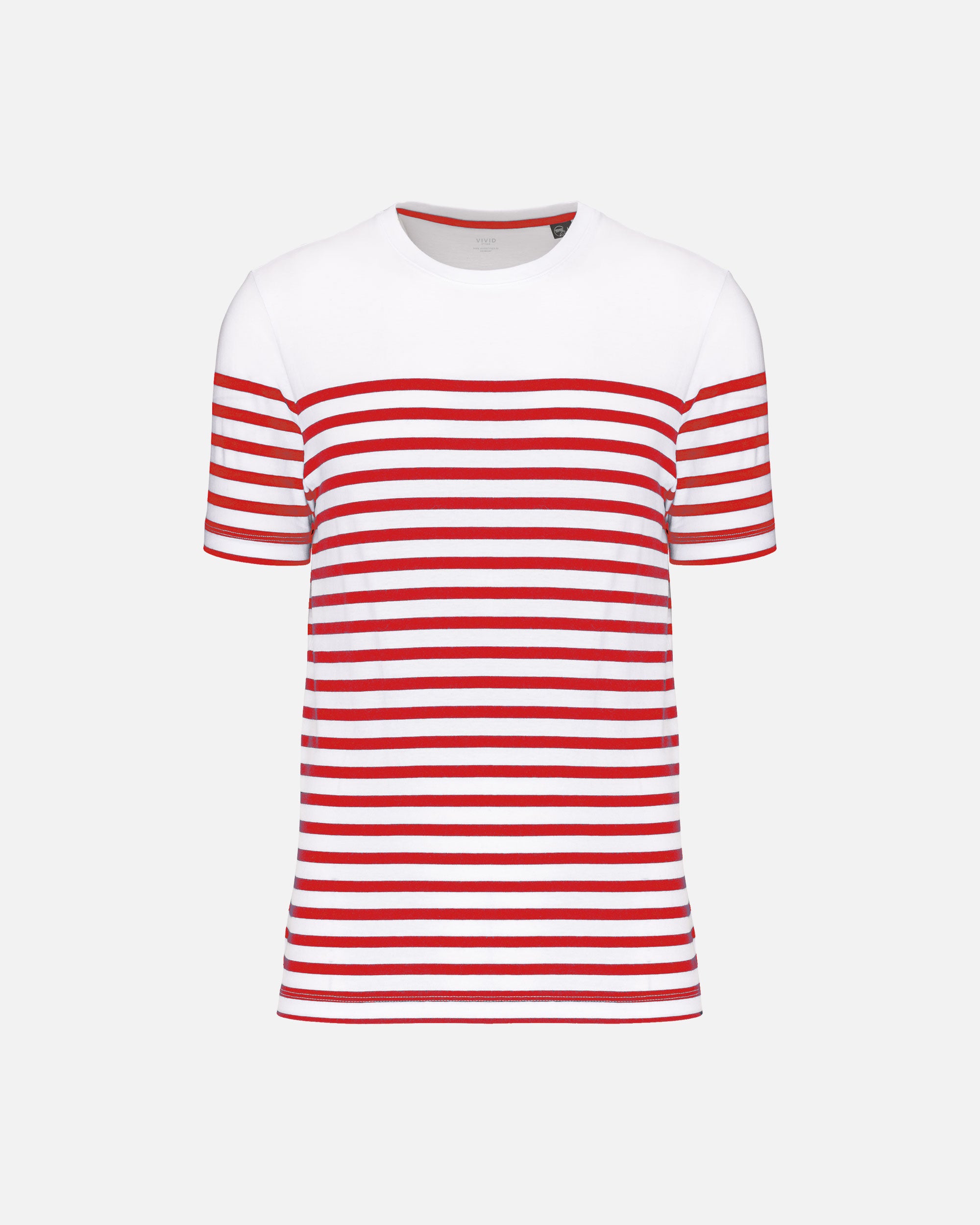 Herren T-Shirt im Marine-Look White-Red Stripes von VIVID