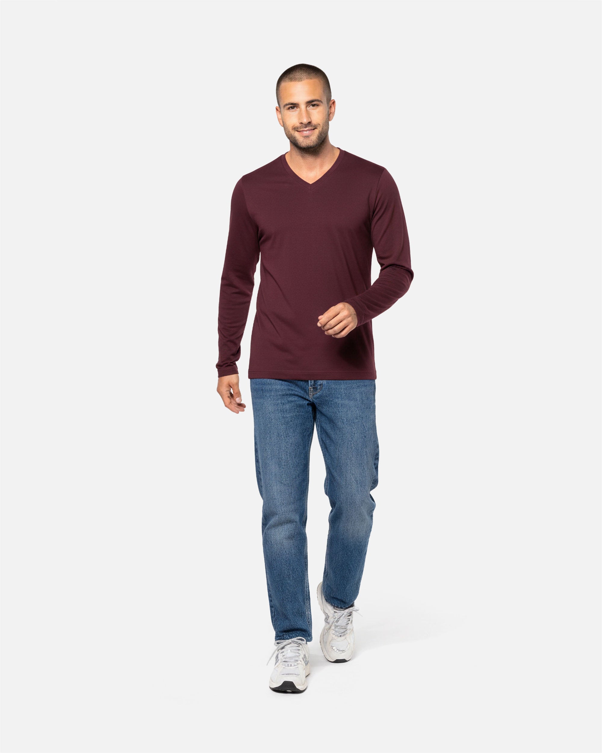 Klassisches Herren Langarmshirt mit V-Ausschnitt von VIVID