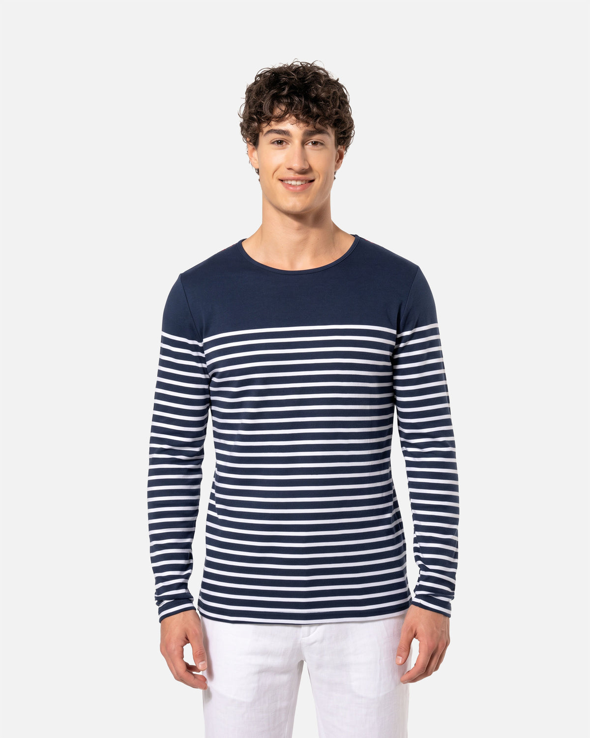 Herren Langarmshirt im Marine-Look Navy-White Stripes von VIVID