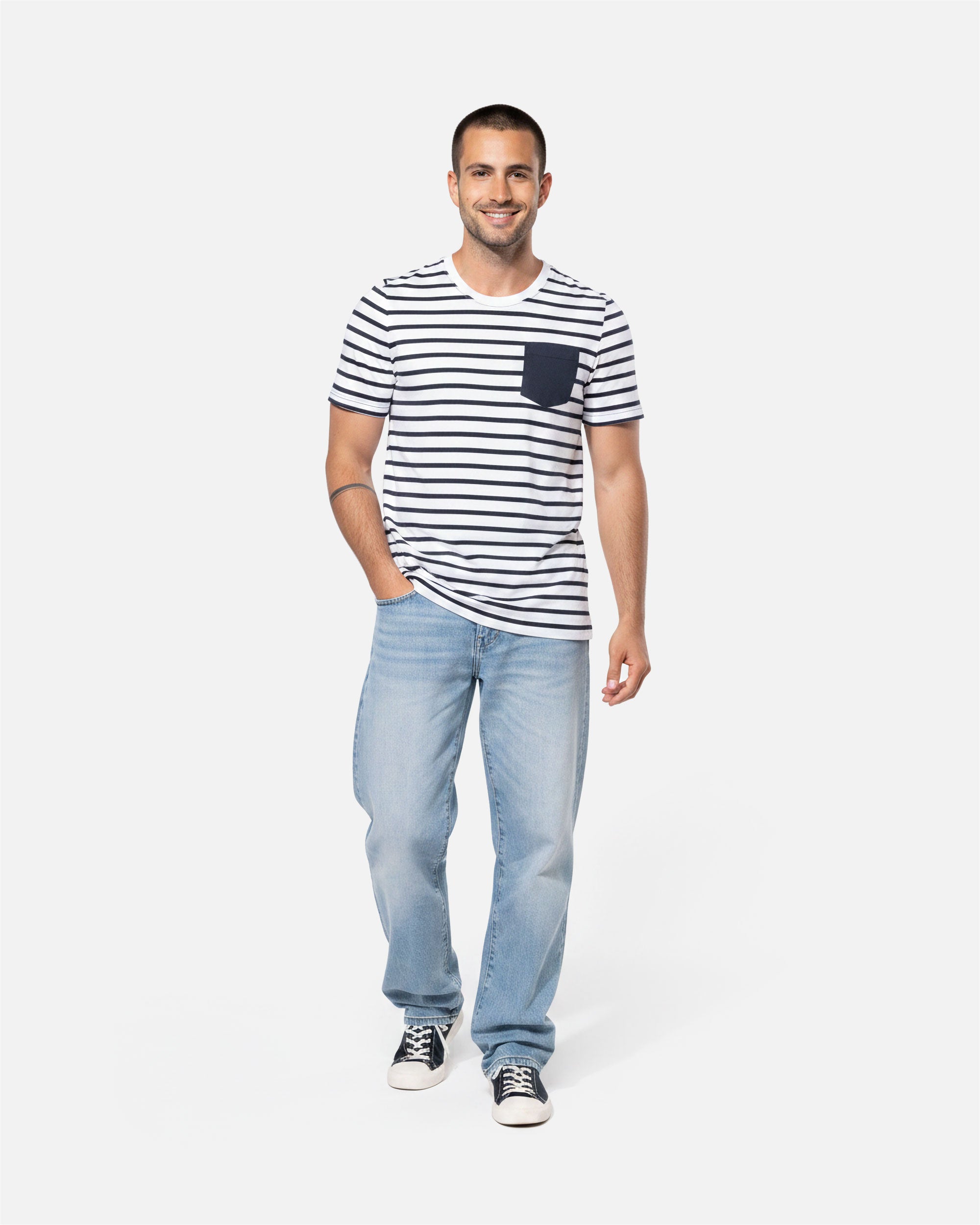 Herren T-Shirt im Marine-Look mit Tasche von VIVID