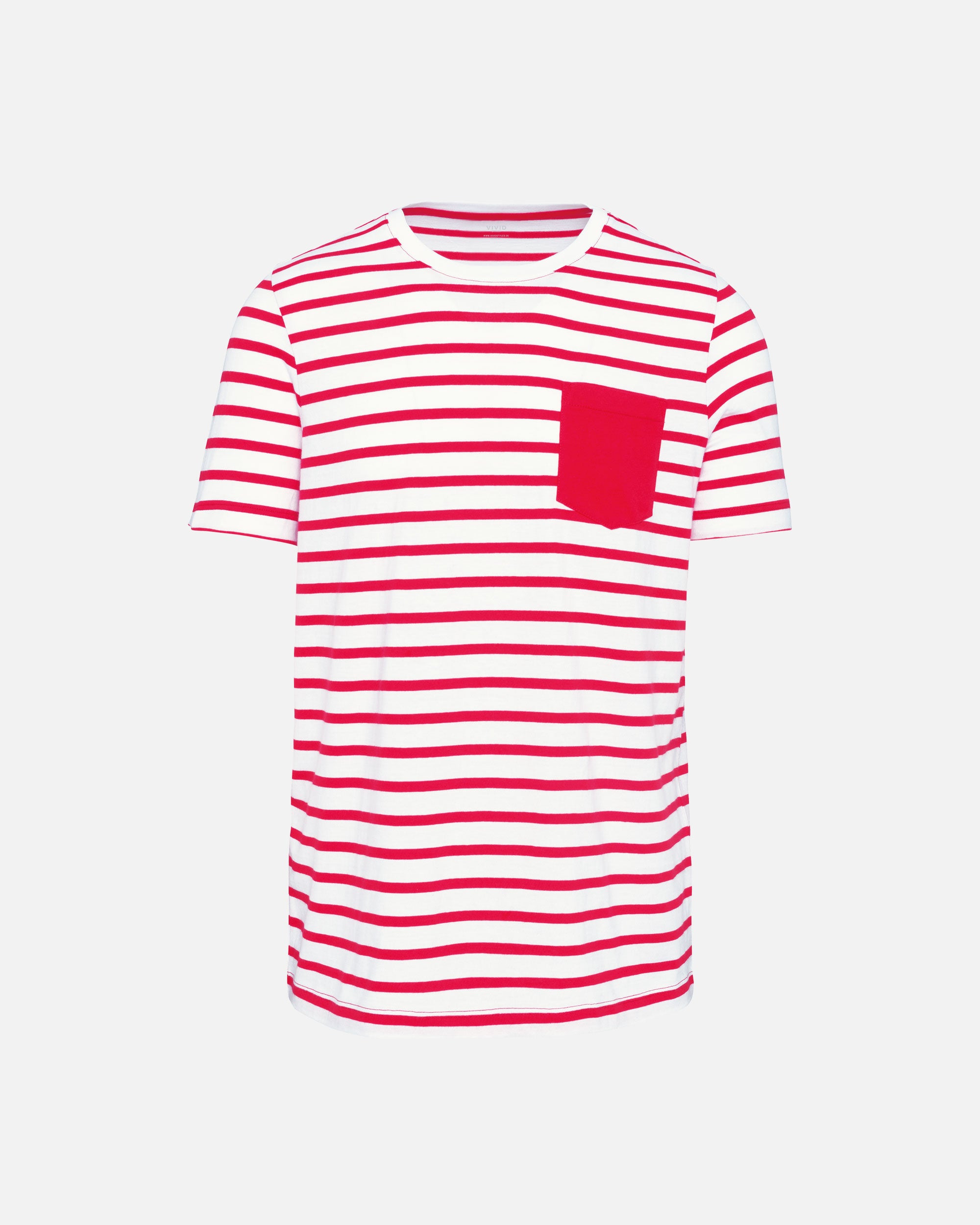 Herren T-Shirt im Marine-Look mit Tasche White-Red Stripes von VIVID