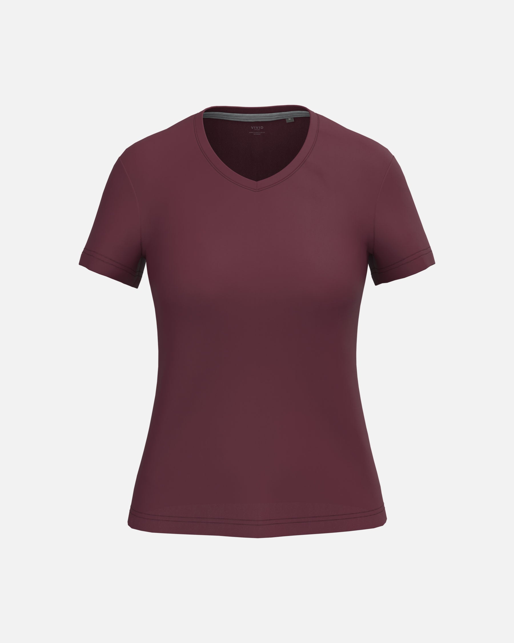 Klassisches Damen T-Shirt mit V-Ausschnitt Burgundy von VIVID