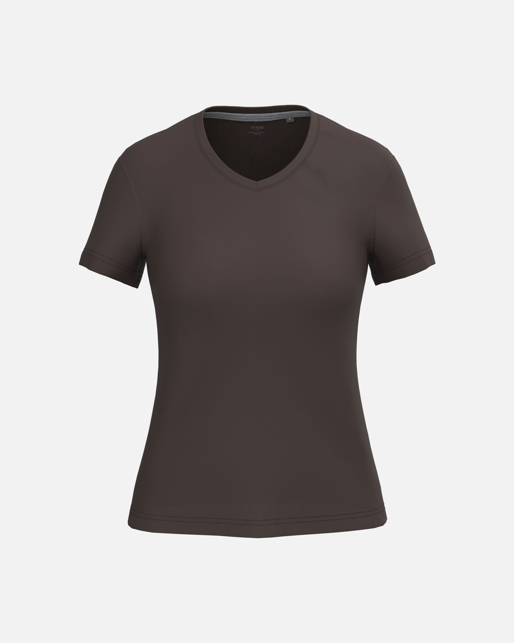 Klassisches Damen T-Shirt mit V-Ausschnitt Chocolate Brown von VIVID