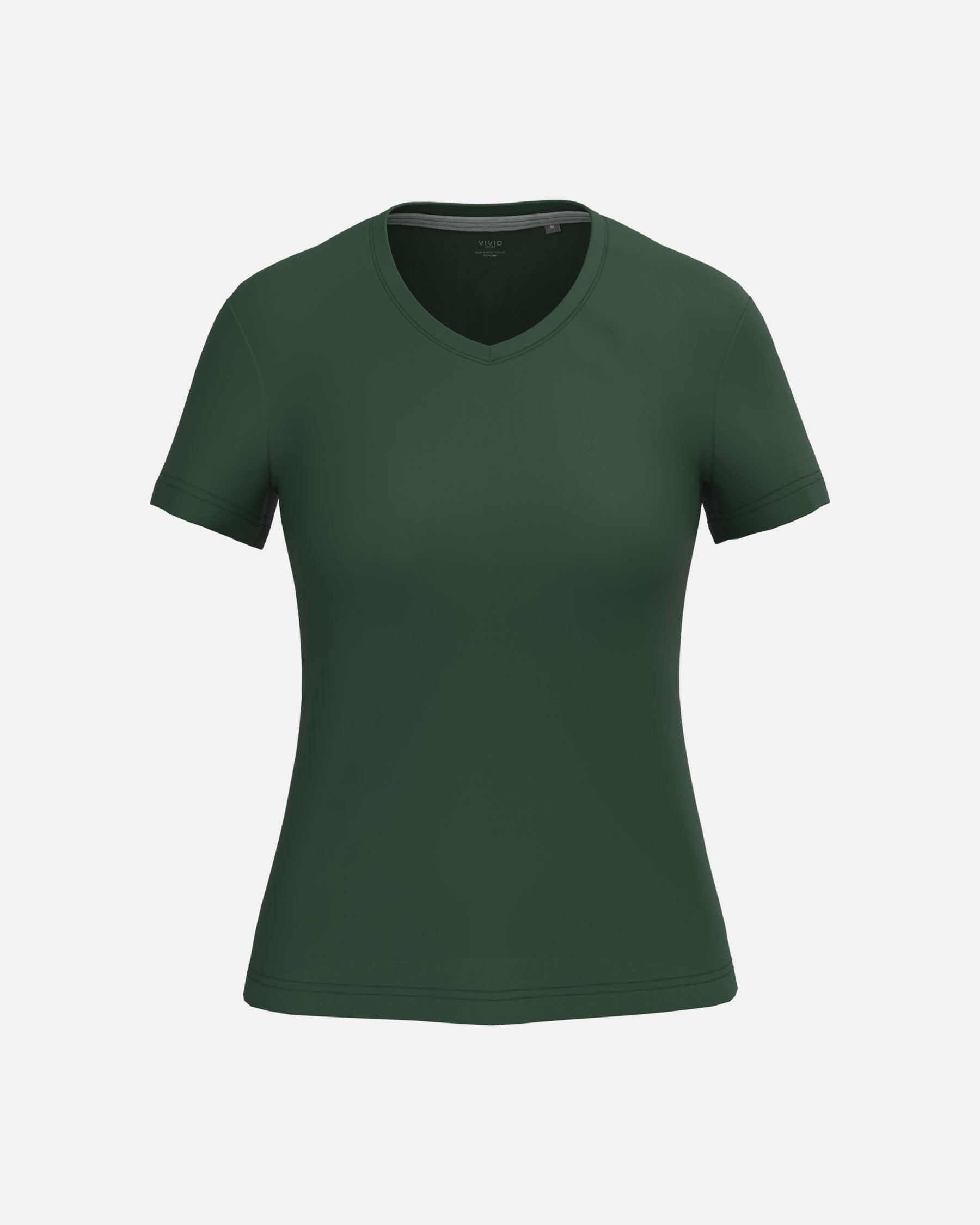 Klassisches Damen T-Shirt mit V-Ausschnitt Forest Green von VIVID