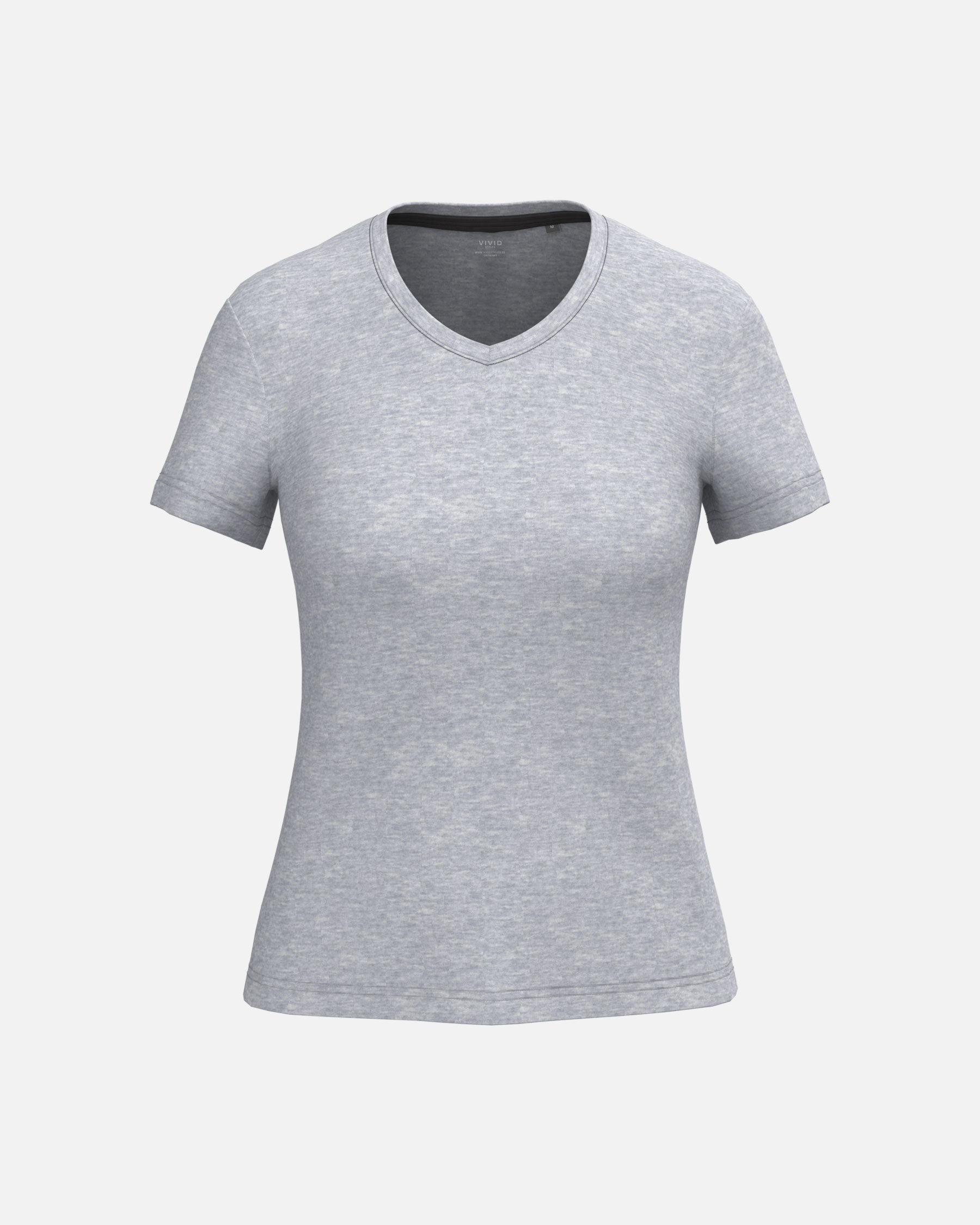 Klassisches Damen T-Shirt mit V-Ausschnitt Grey Heather von VIVID