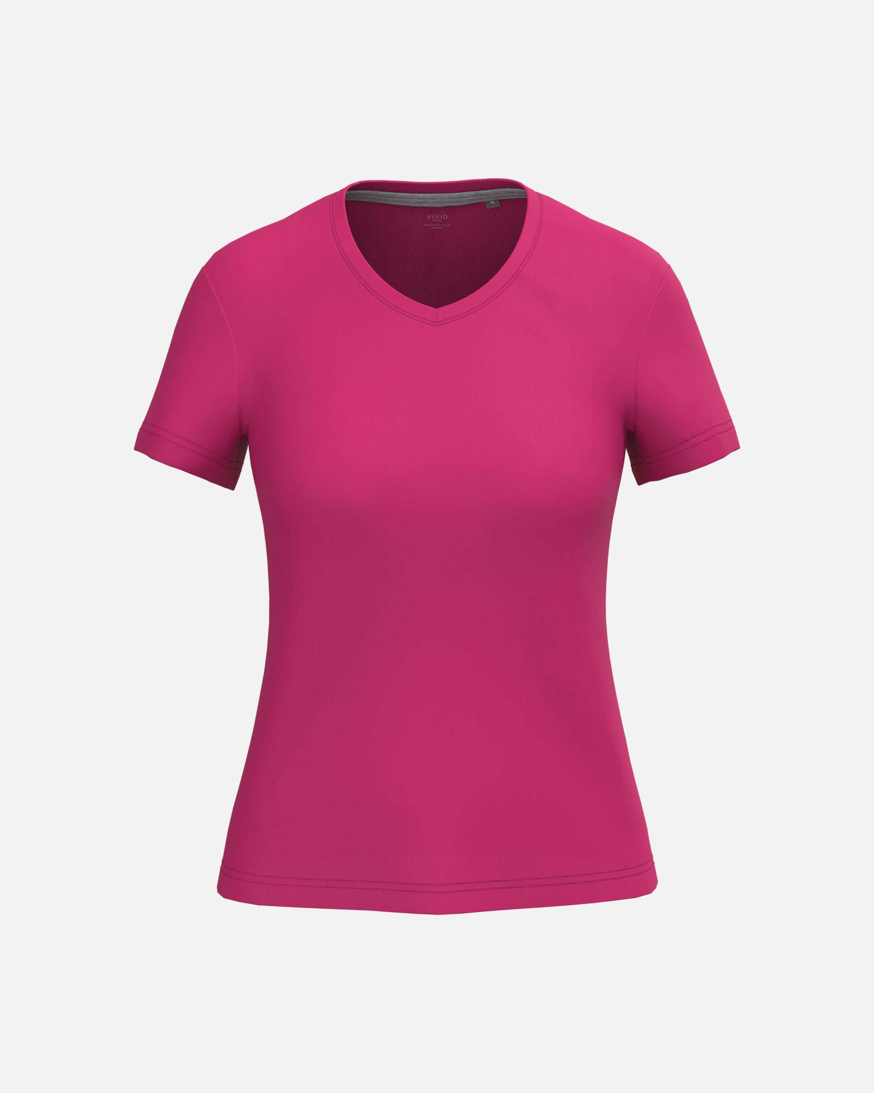 Klassisches Damen T-Shirt mit V-Ausschnitt Hot Pink von VIVID