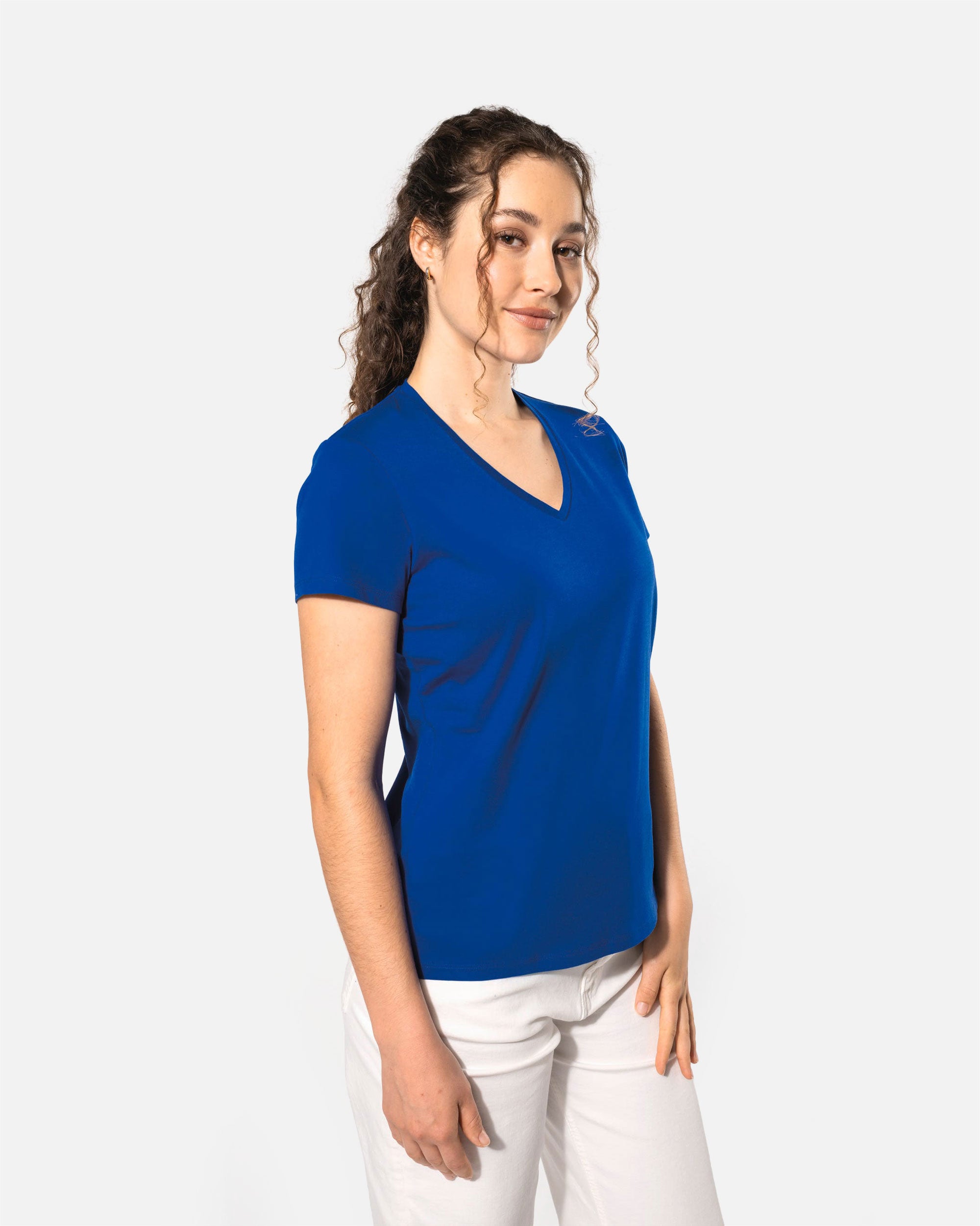 Klassisches Damen T-Shirt mit V-Ausschnitt Royal Blue von VIVID